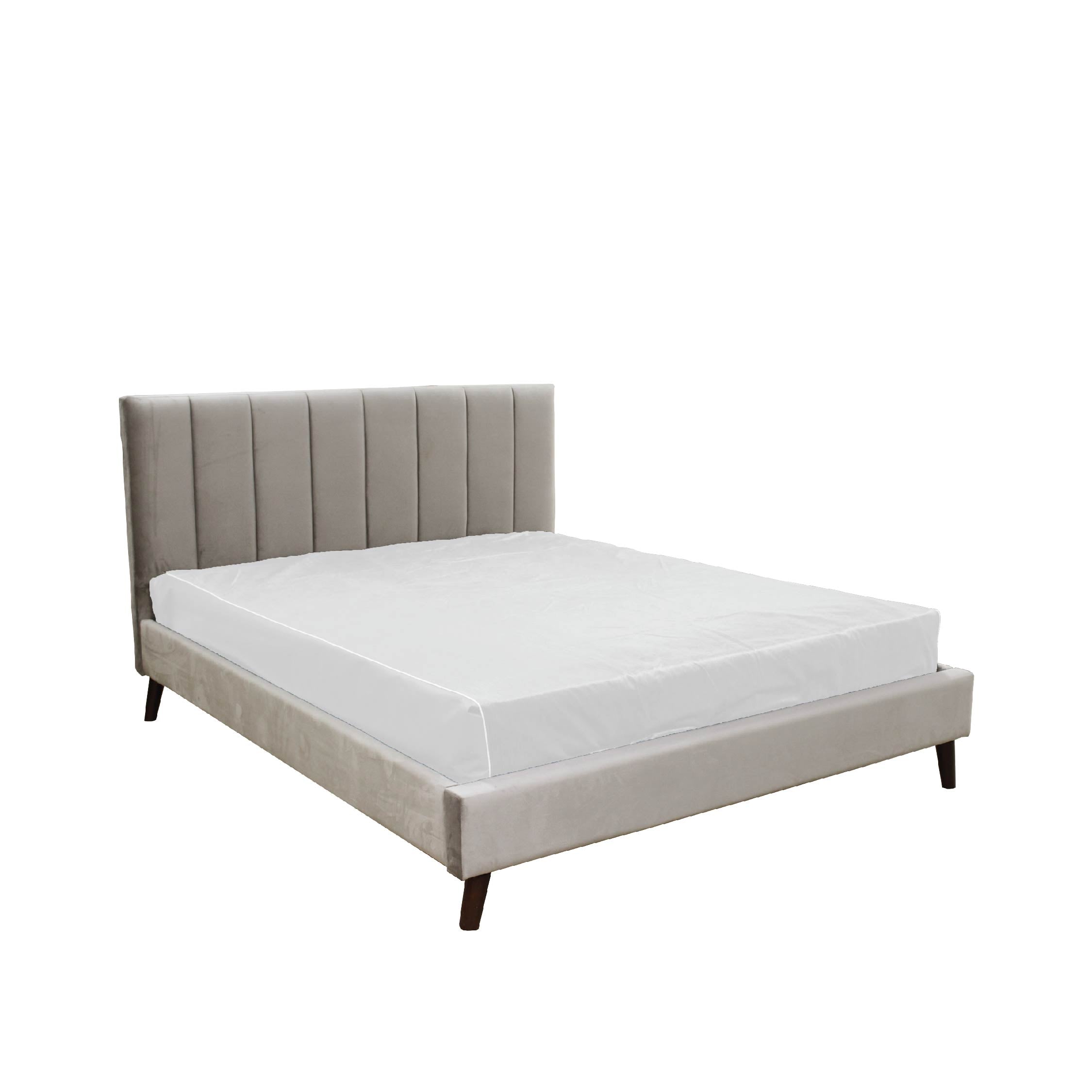 ALUR Bed Frame Queen Velvet Grey Exhibit Sale at Seremban 2 Offline Store