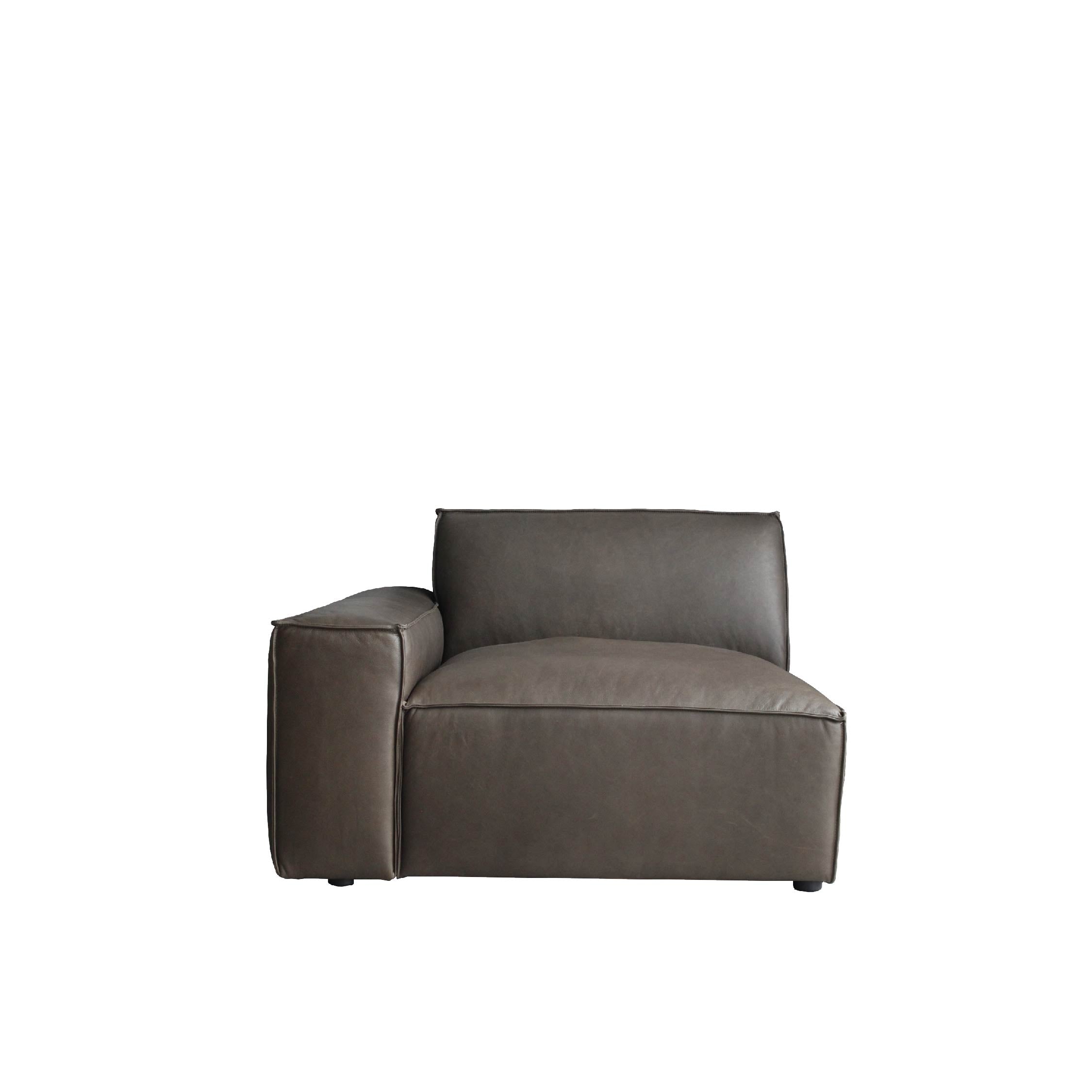 ESSIMETRI Left Arm Sofa Taupe Leather Exhibit Sale at Seremban 2 Offline Store