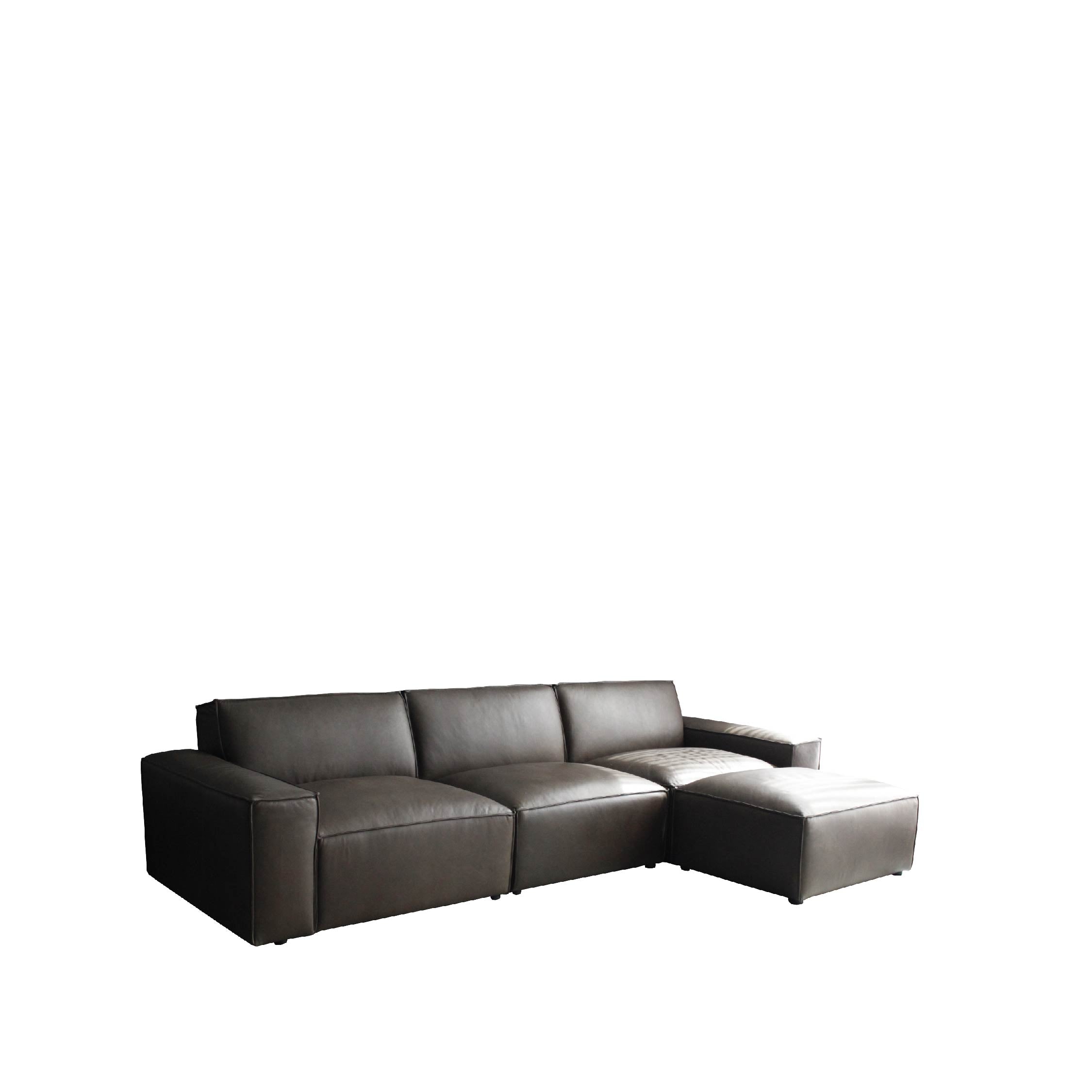 ESSIMETRI Sofa 4 Seater with Ottoman Taupe Leather Exhibit Sale at Seremban 2 Offline Store