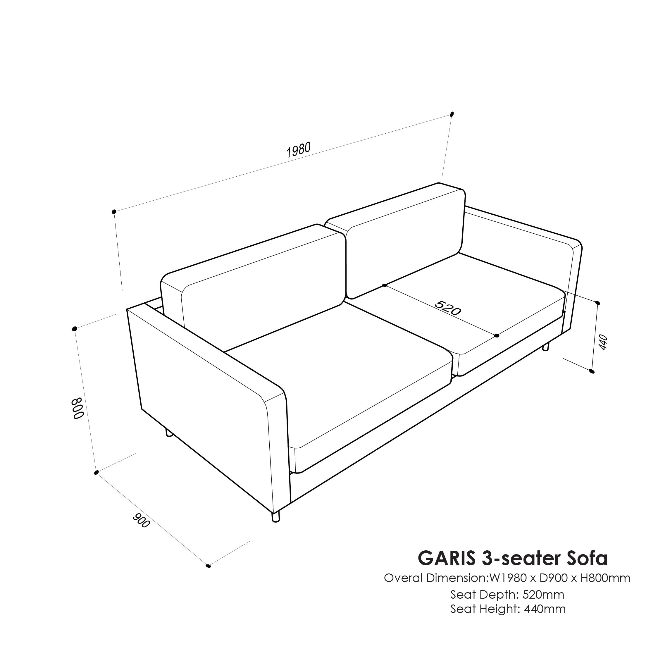 GARIS Sofa 3 Seater Beige