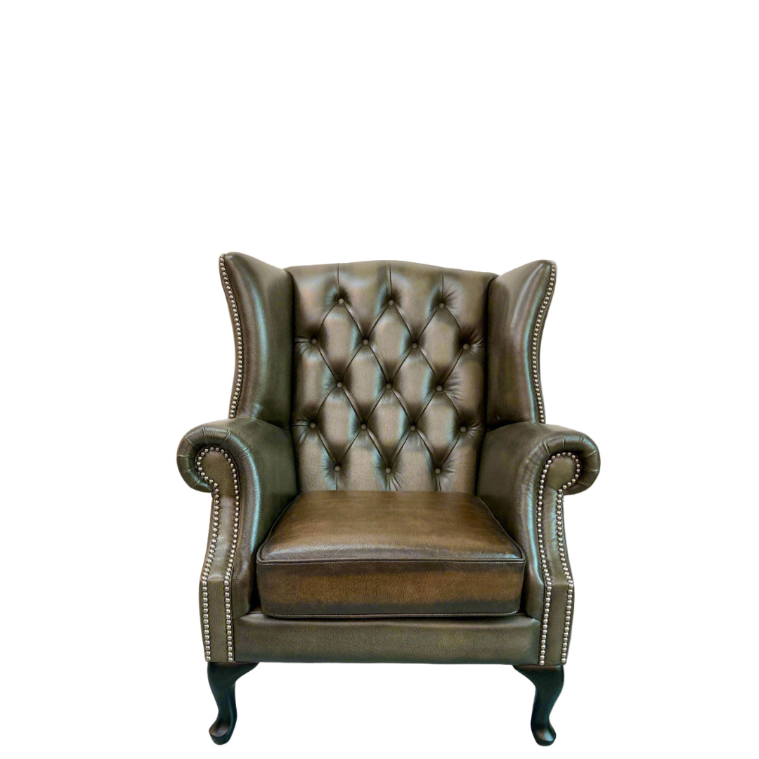 Chesterfield Wing Chair 121 Wash Off Leather Tobacco Premium