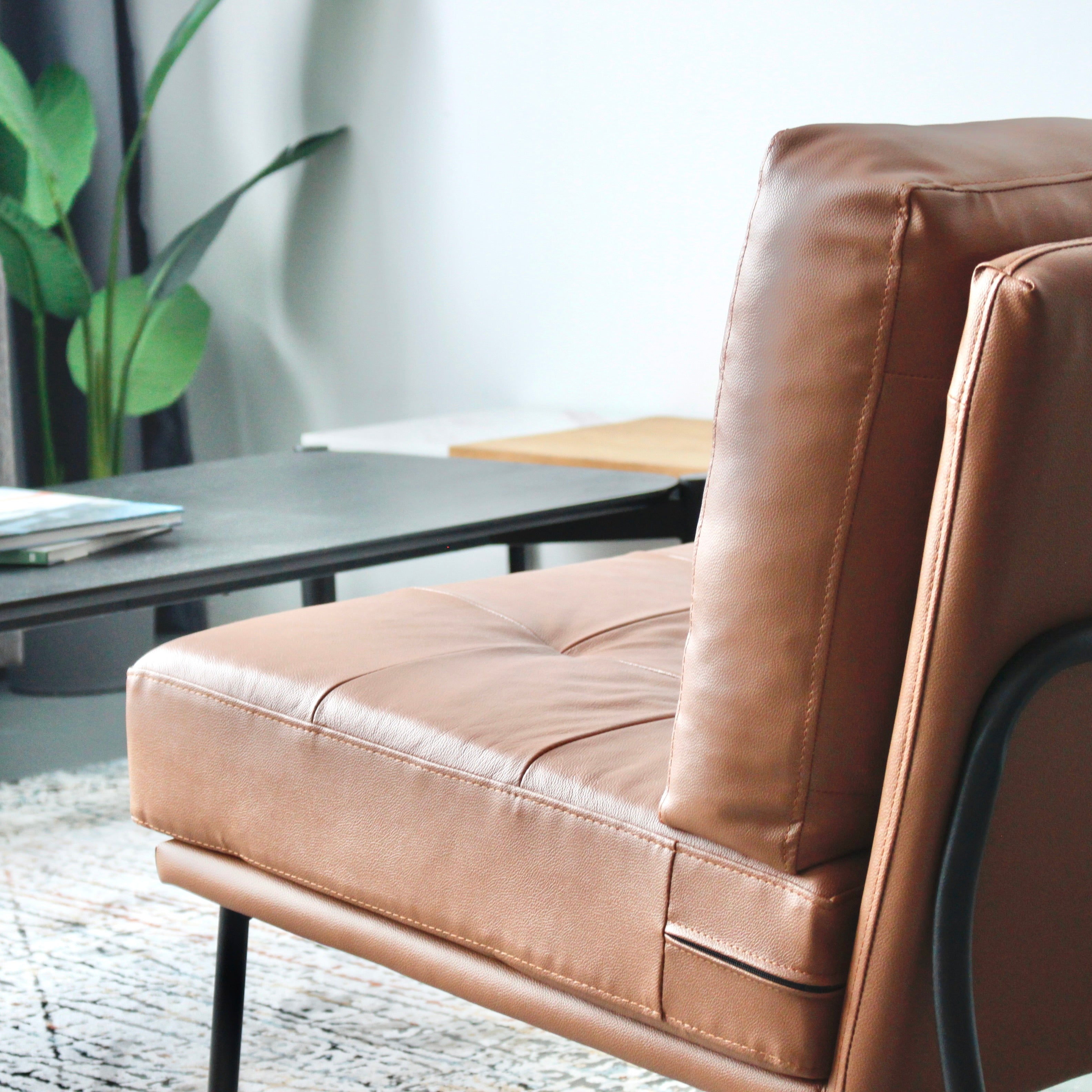 SATAH Arm Chair Brown Leather Exhibit Sales at Seremban 2 Offline Store