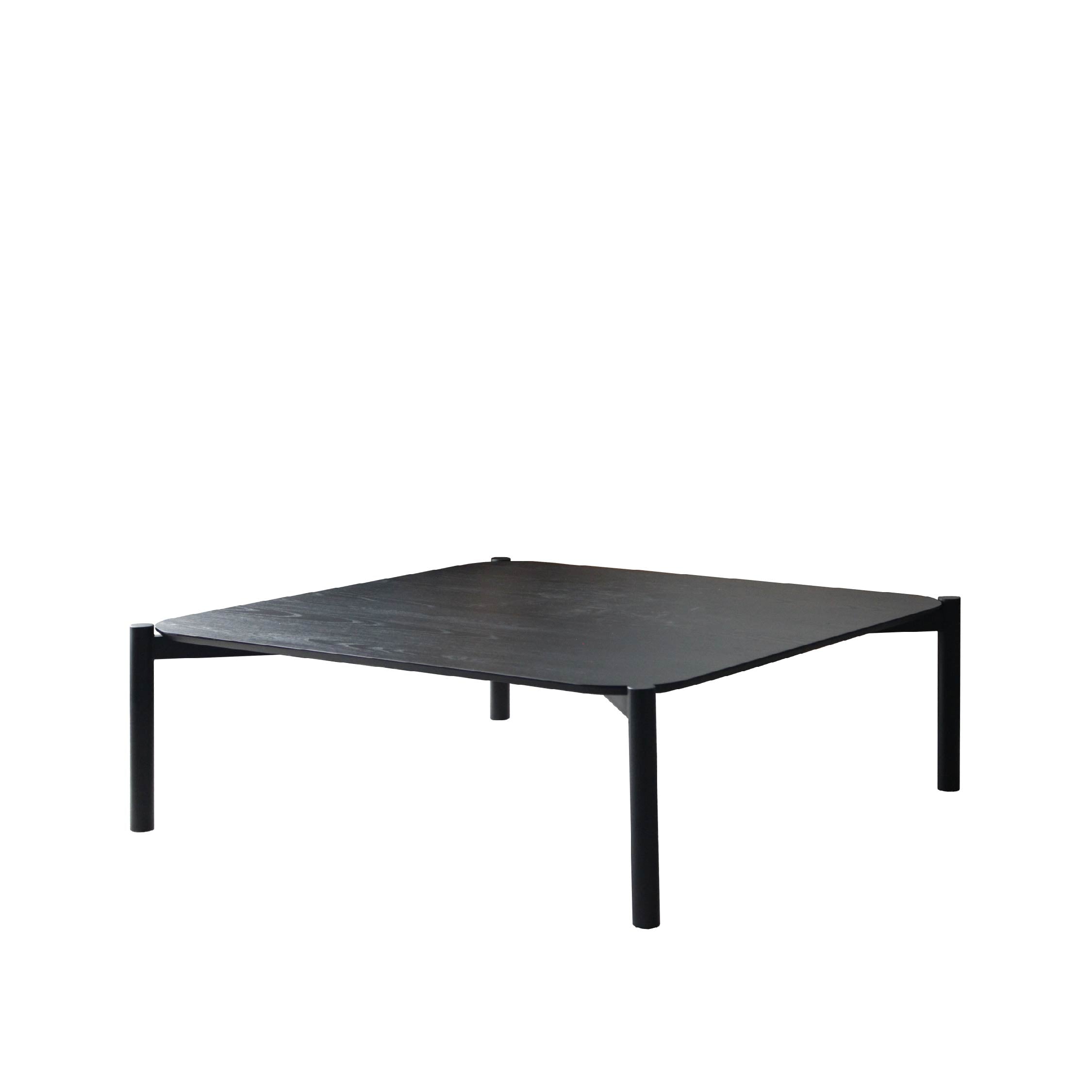 Square black coffee table with metal leg frame