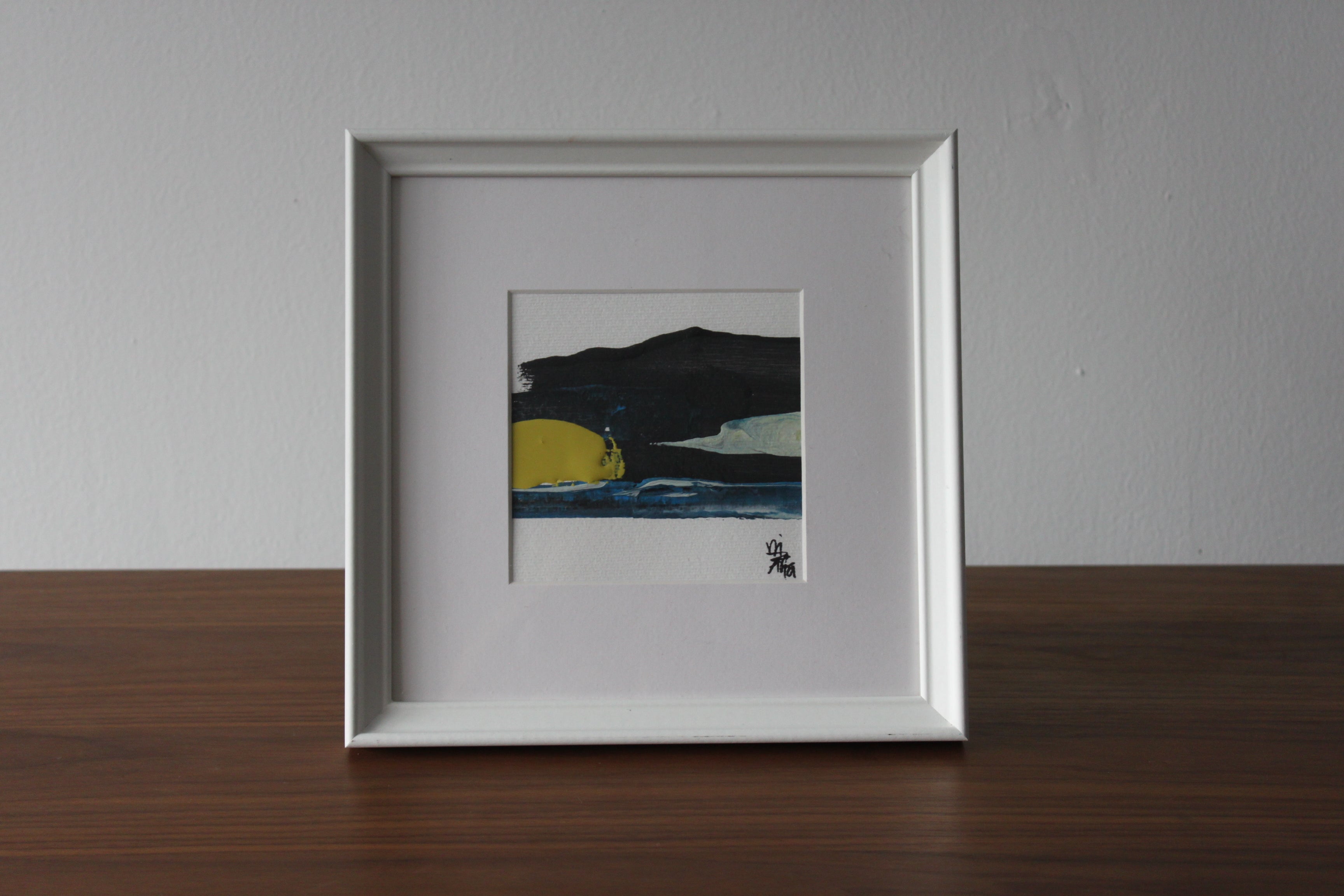 Desk Top Oil Painting (DTOP-0005). W255 x H255 x t20 mm. White colour frame Included.