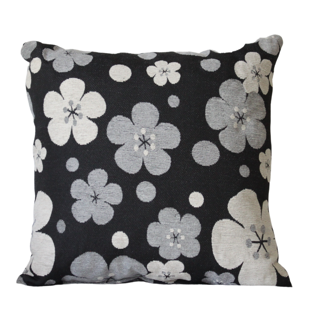 Floral Grey Square Cushion W400 x D400 x t150 mm