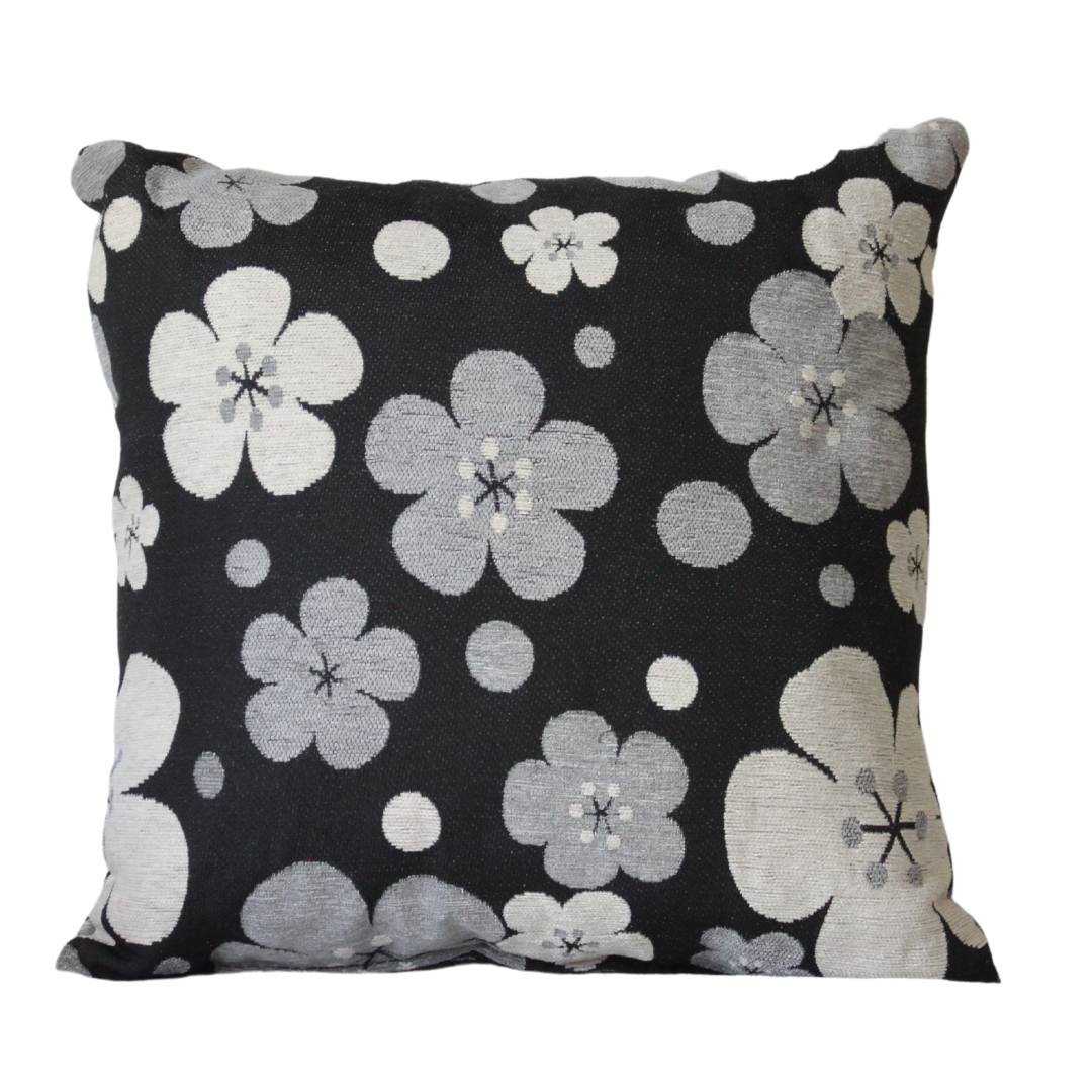 Floral Grey Square Cushion  W400 x D400 x t150 mm