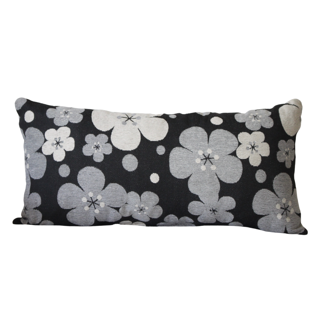 Floral Grey Lumbar Cushion W580 x D290 x t150 mm