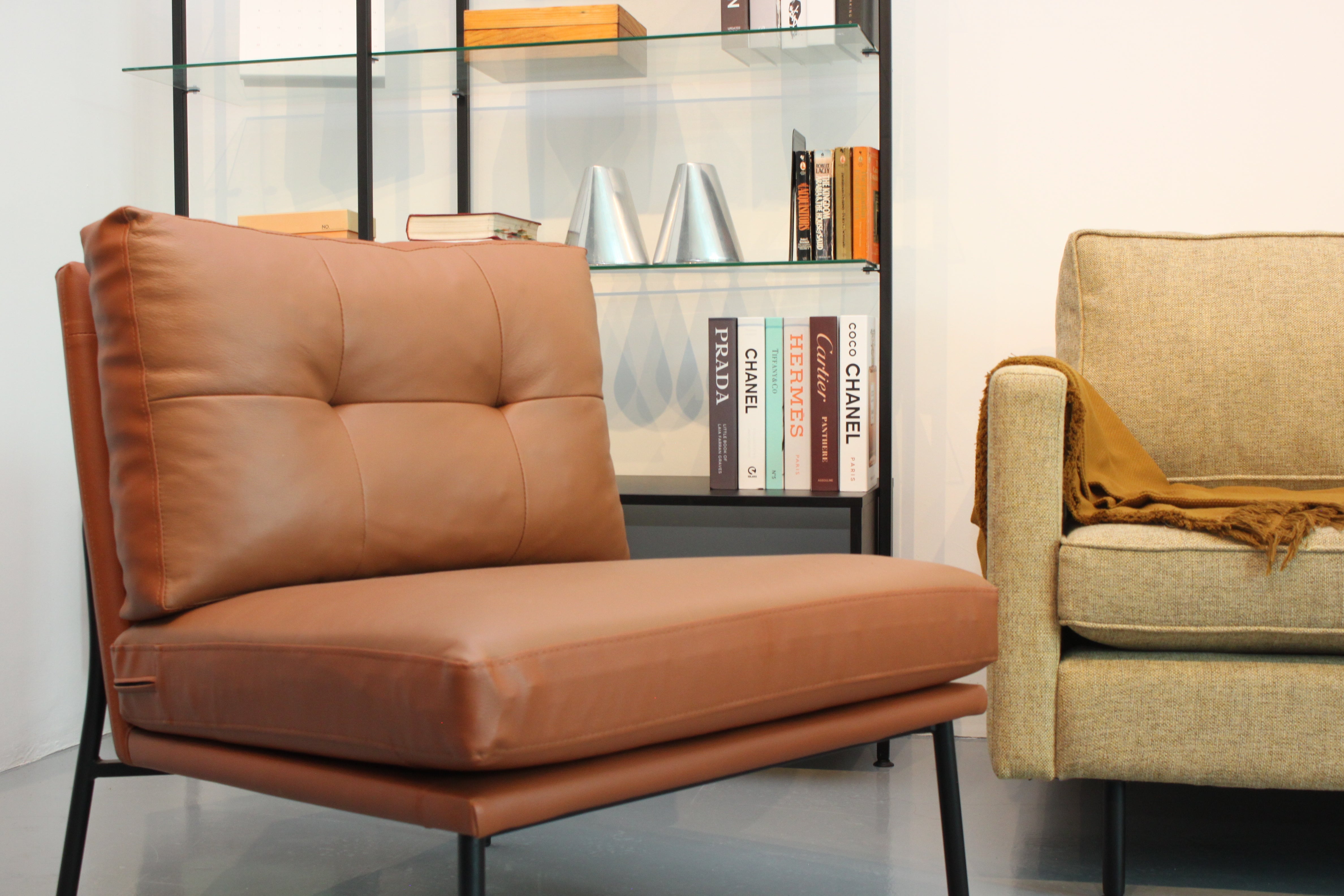 LATAR Lounge Chair Brown Leather Exhibit Sales at Seremban 2 Offline Store