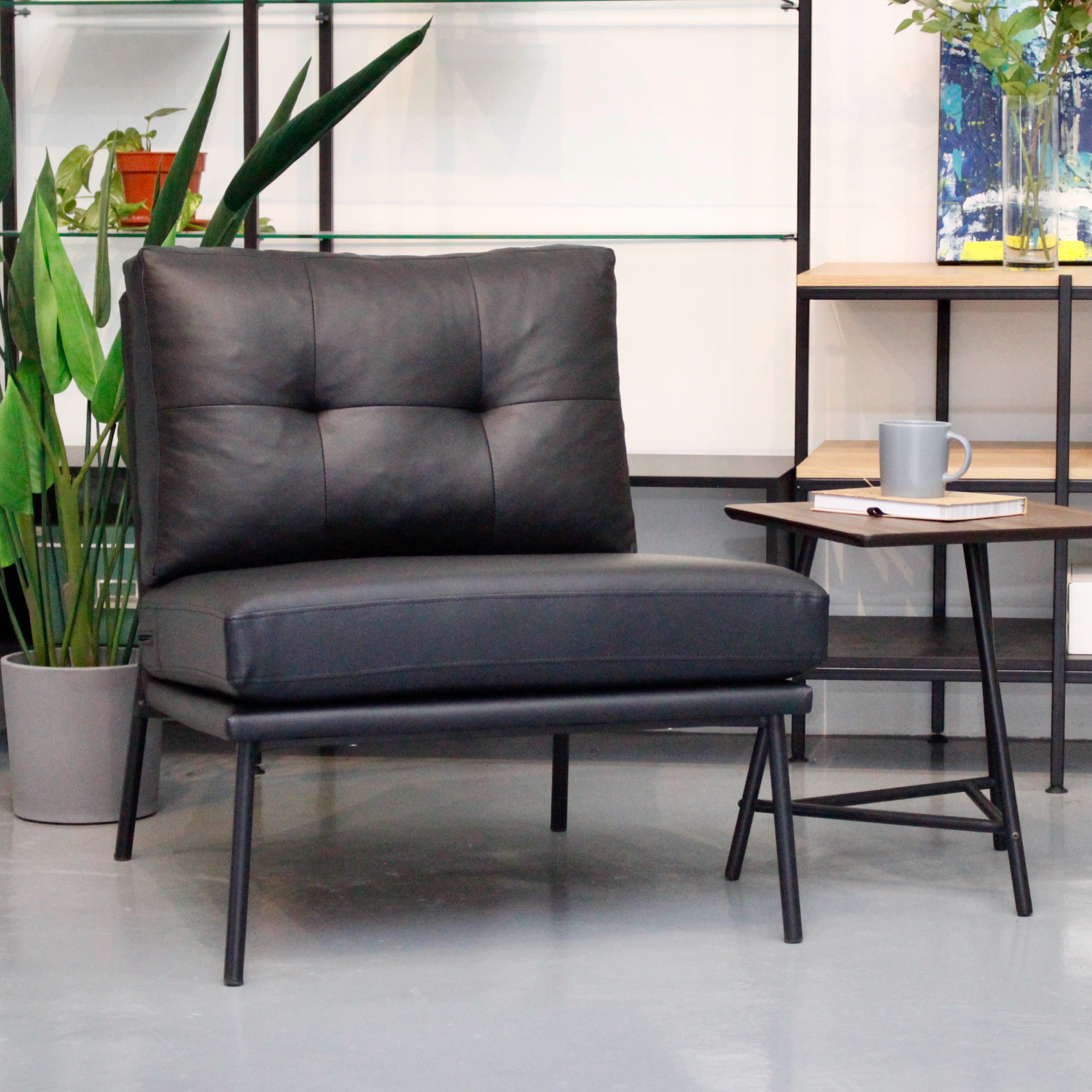 LATAR Lounge Chair in Black Leather at Seremban 2 Offline Store