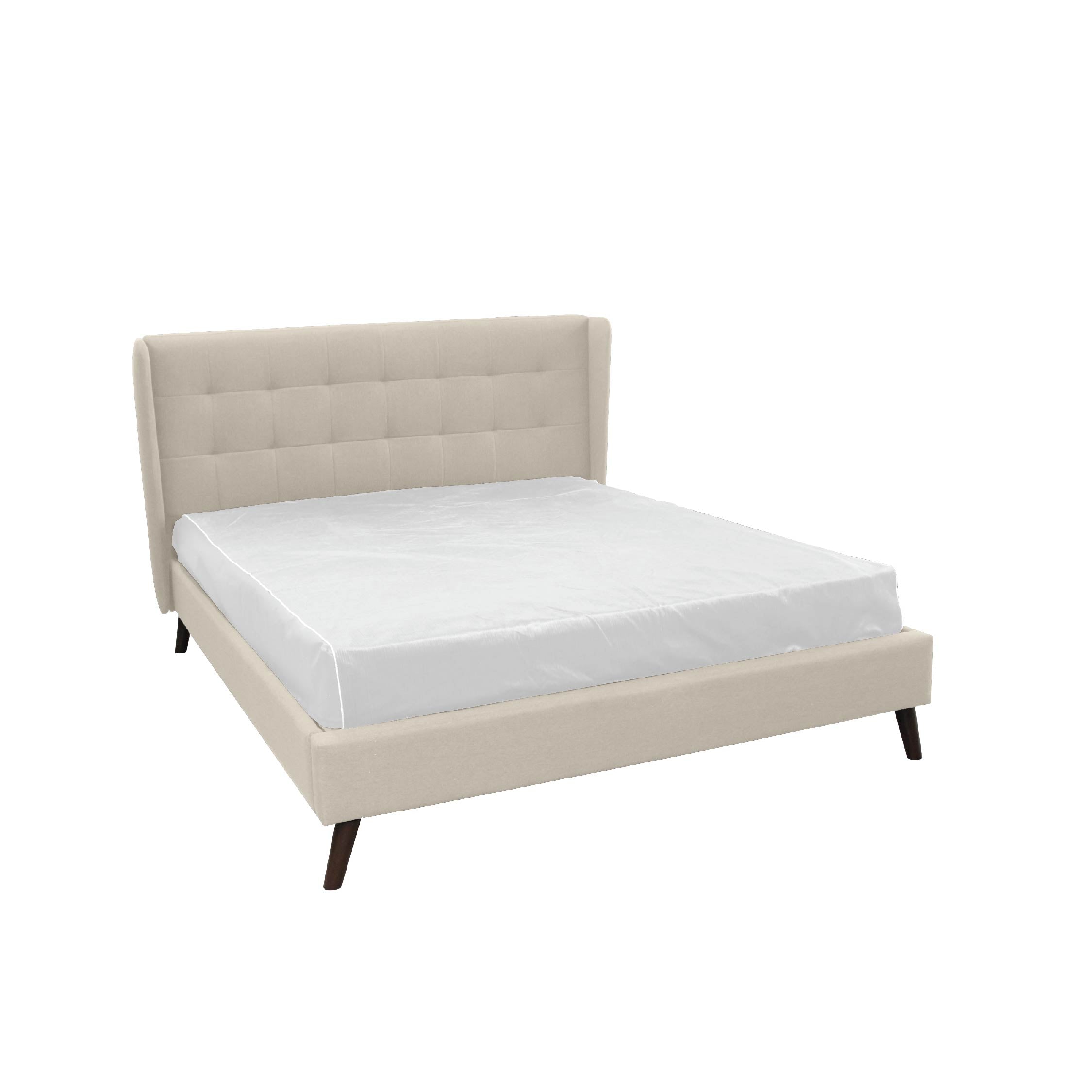 LATAR Wing Bed Frame Queen Beige Exhibit Sales at S2 Offline Store
