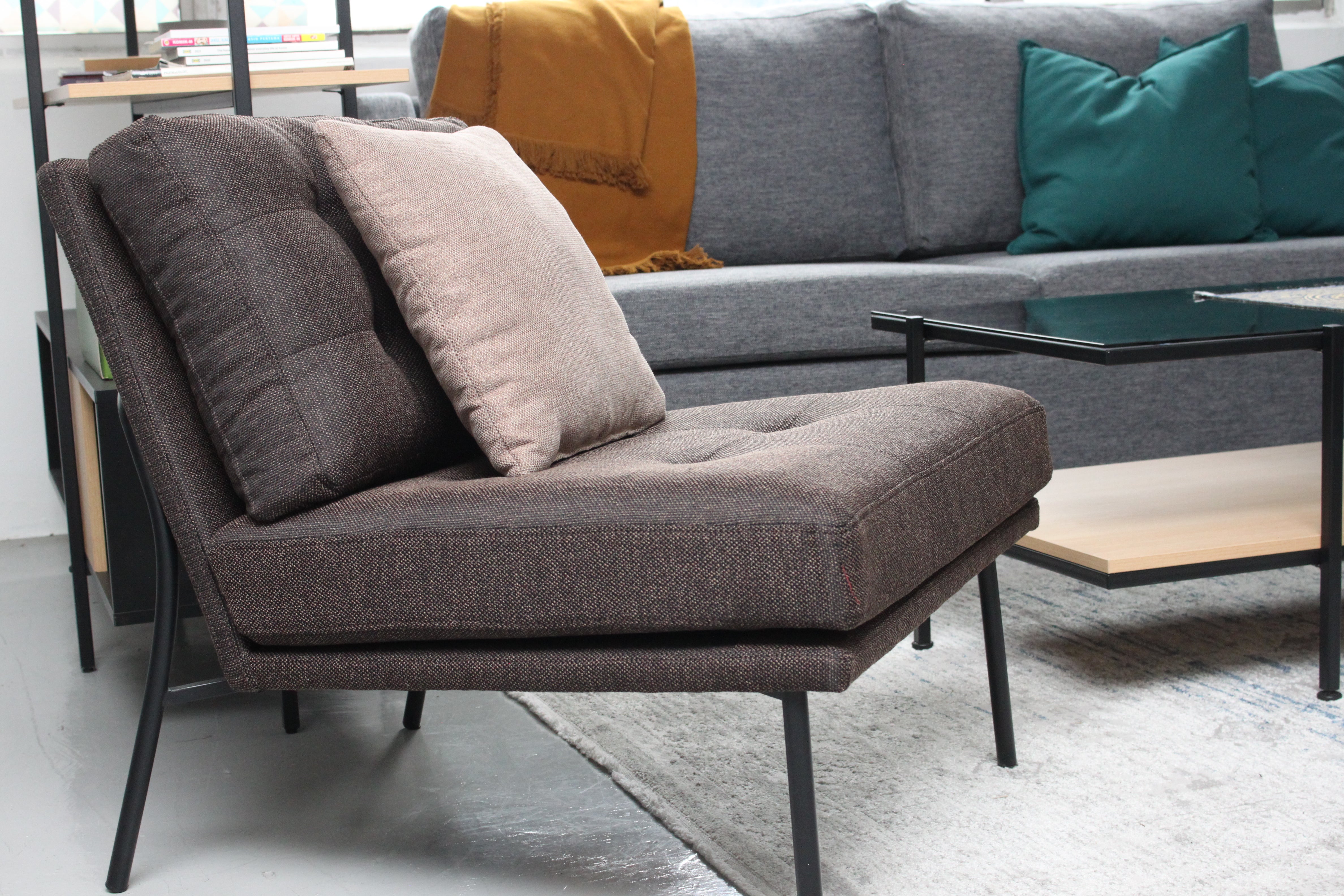 SATAH Arm Chair in ACACIA Vulcan Grey Fabric