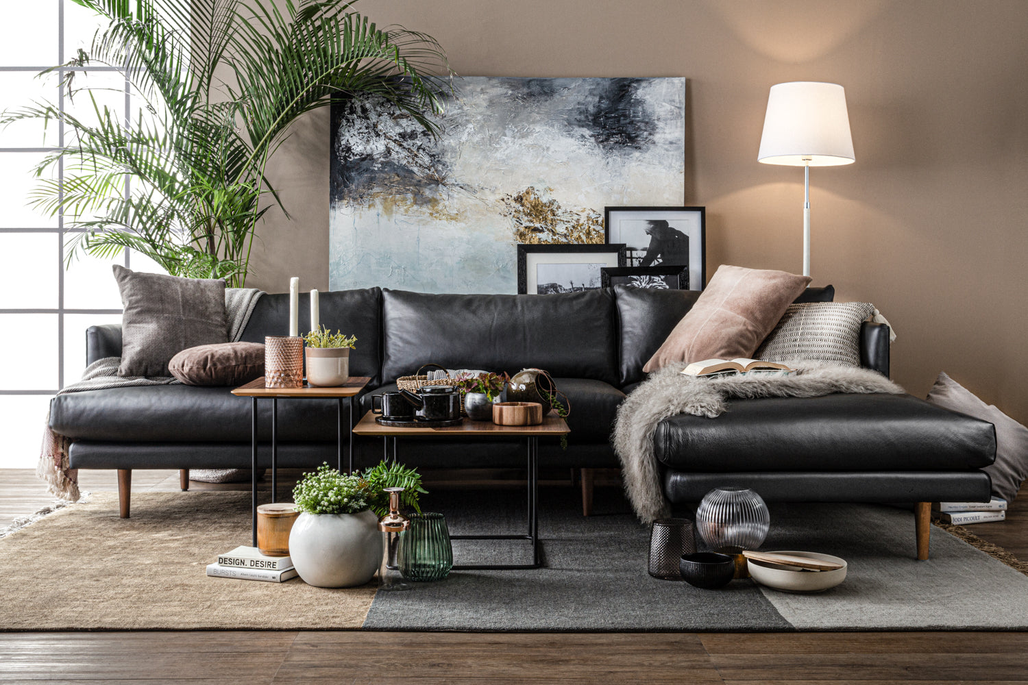TIRUS Sofa 3 Seater Leather L Shape