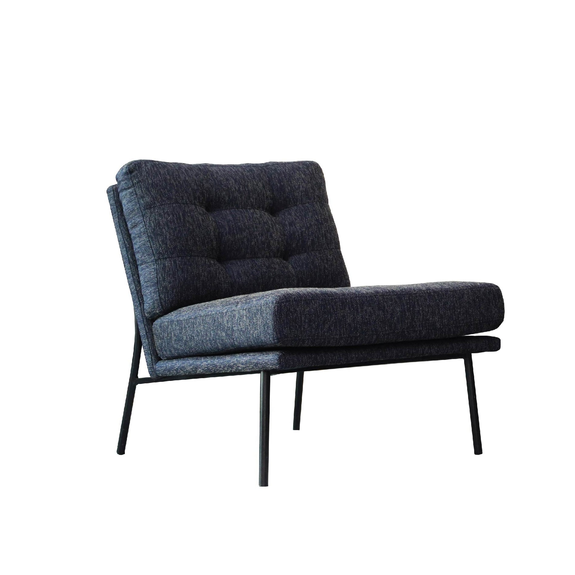 Modern dark blue armchair on a white background