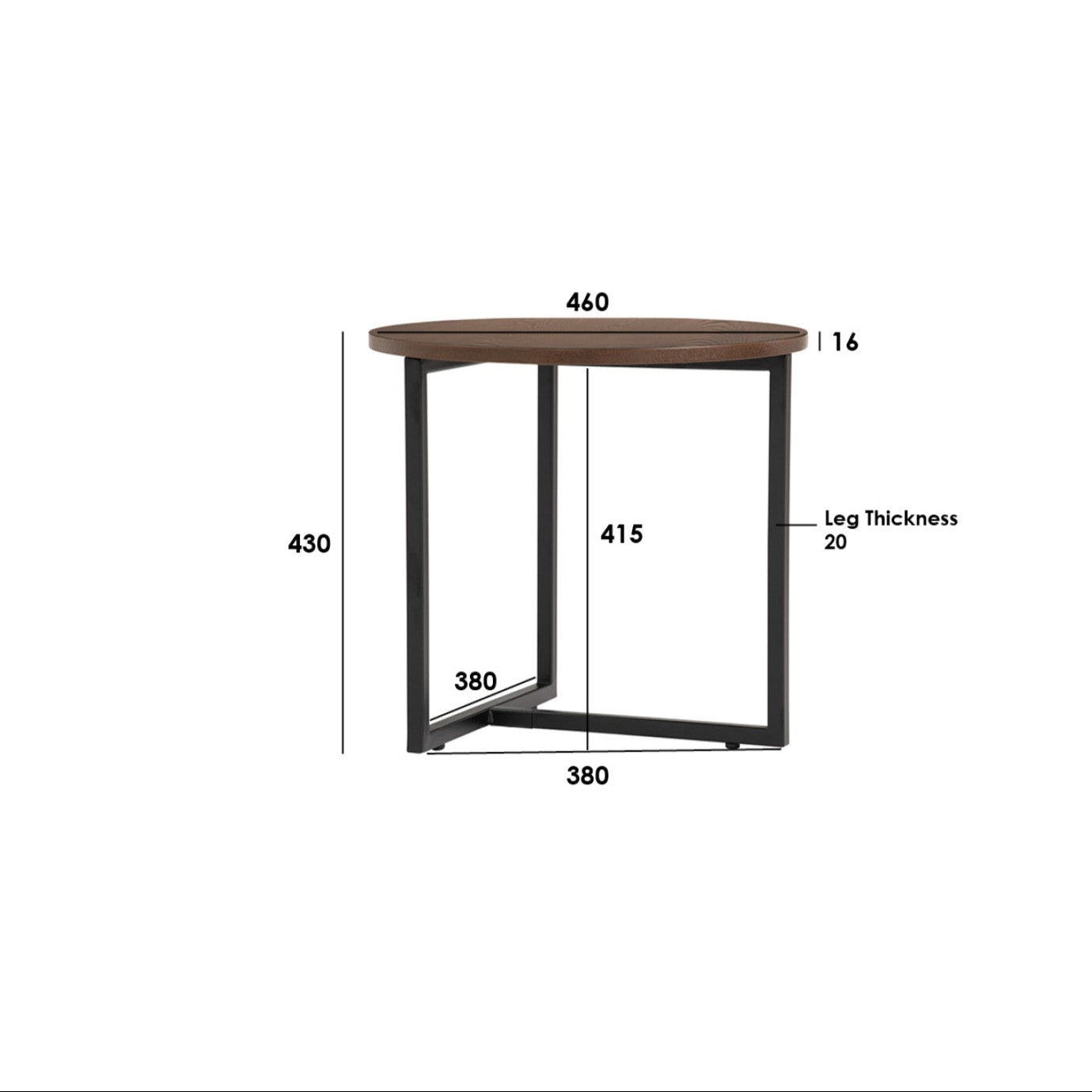 Turner coffee table dimensions on a white background