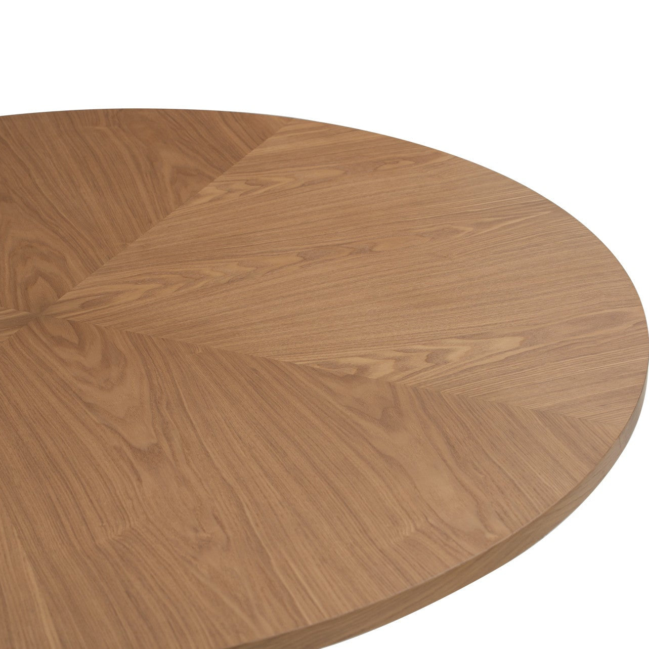 Round wooden table top on a white background