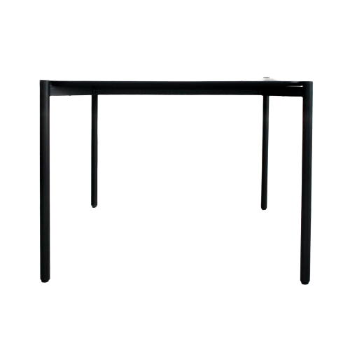 Black metal table frame on a white background