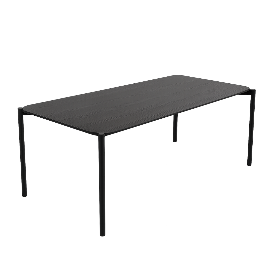 Black rectangular table on a white background