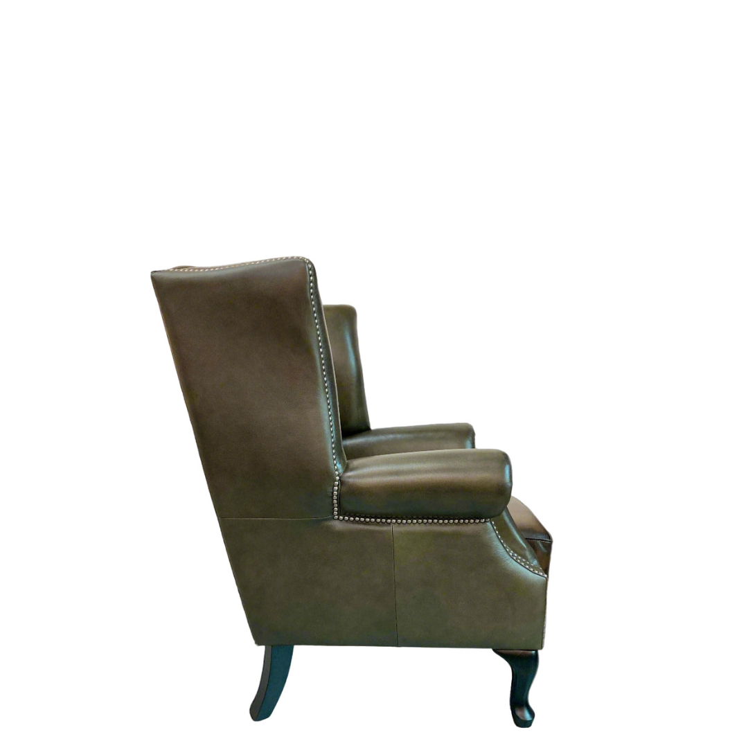 Chesterfield Wing Chair 121 Wash Off Leather Tobacco Premium