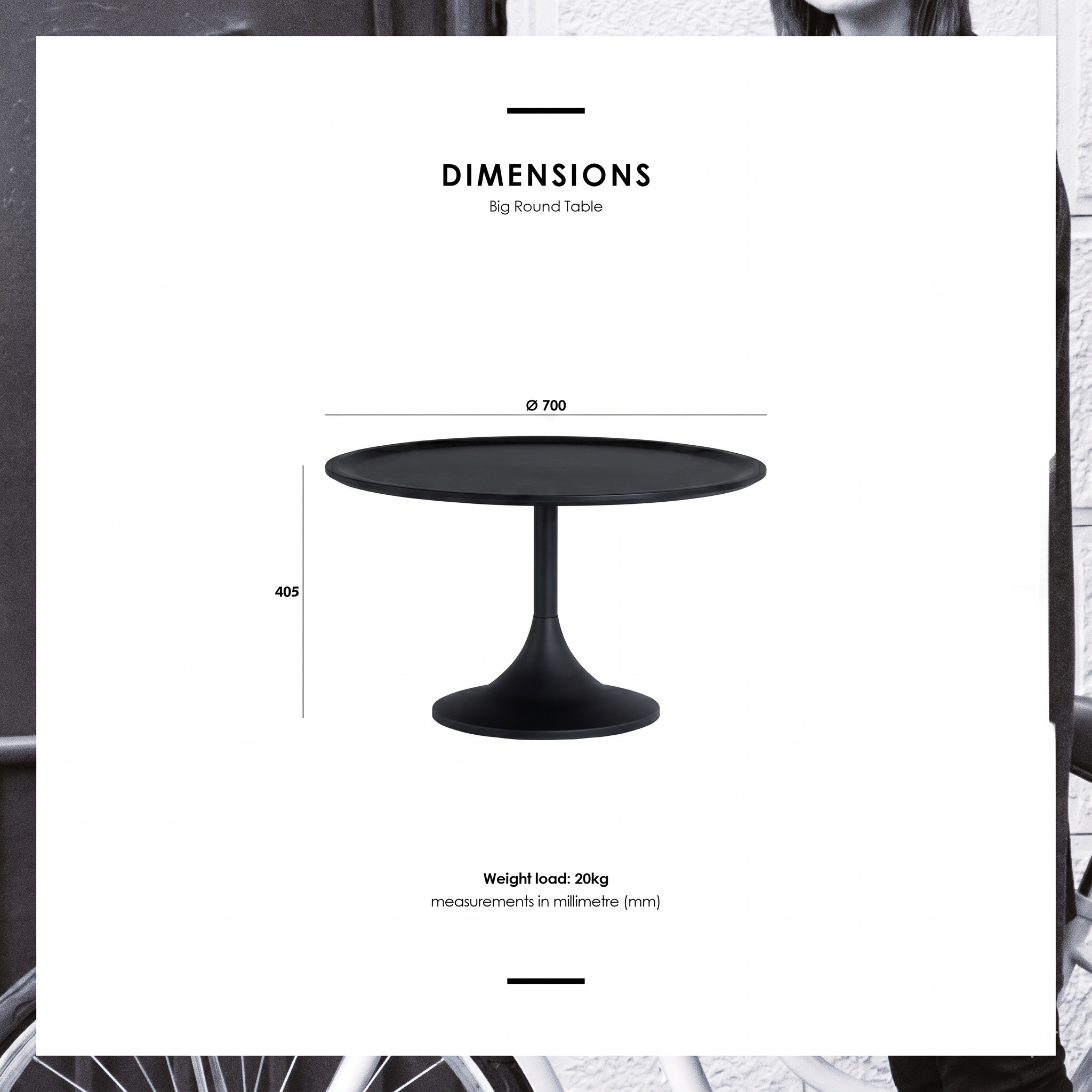 REZA Round Coffee Table Black