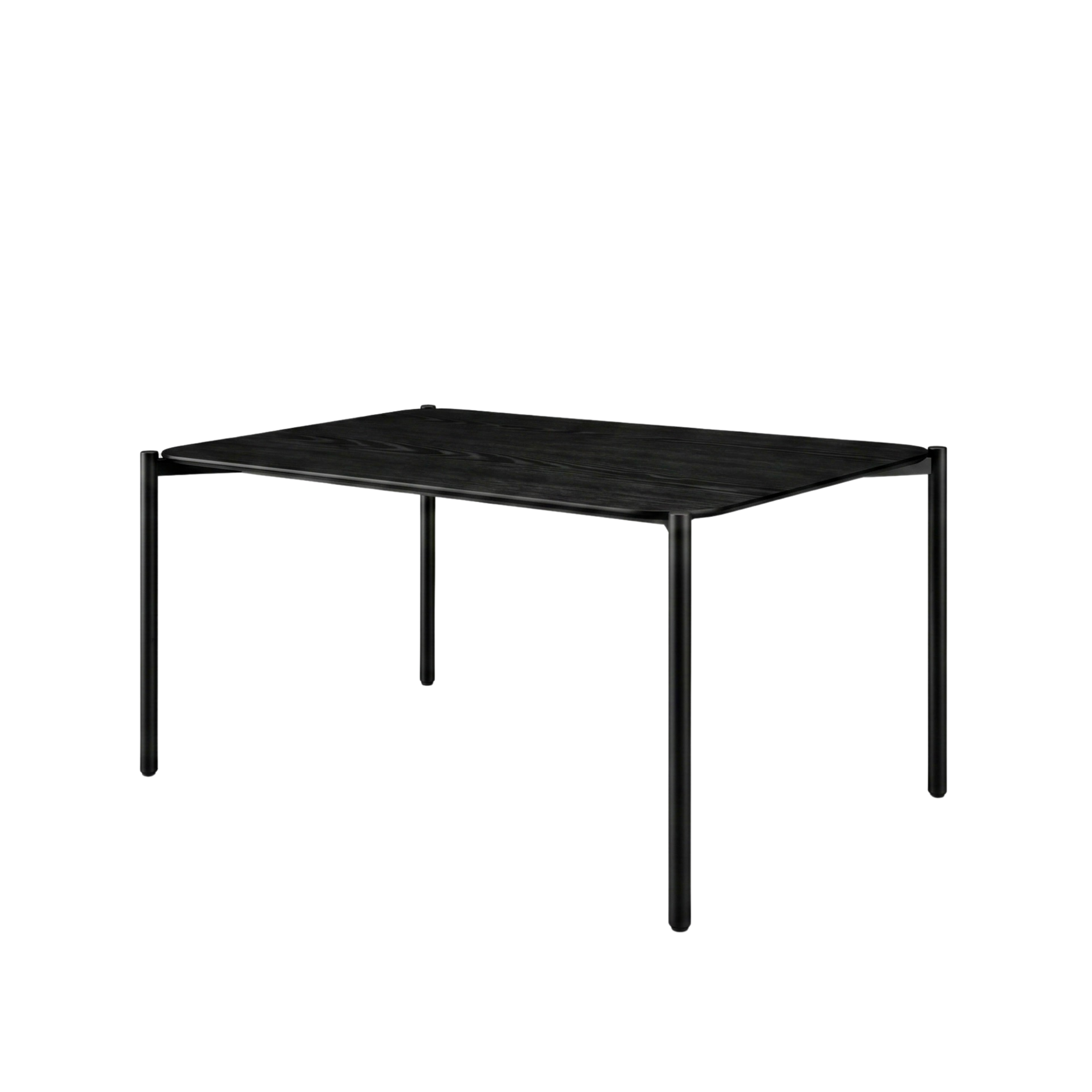 Black square table on a white background