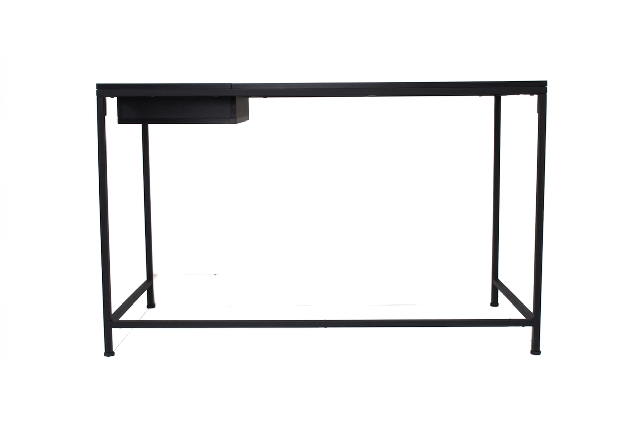 Black metal desk on a white background
