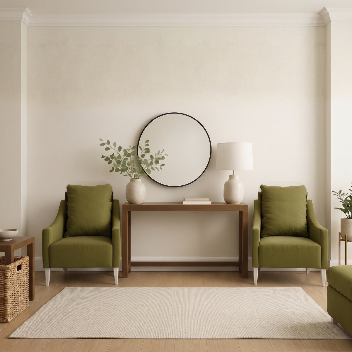 SELSA Lounge Chair Olive Green Fabric