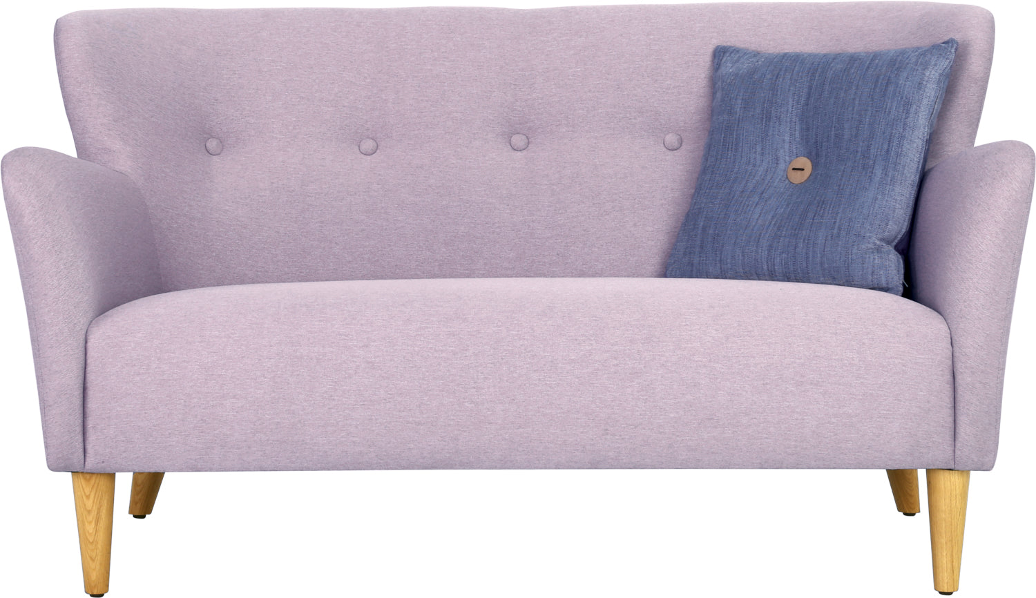Purple sofa with a blue cushion on a white background