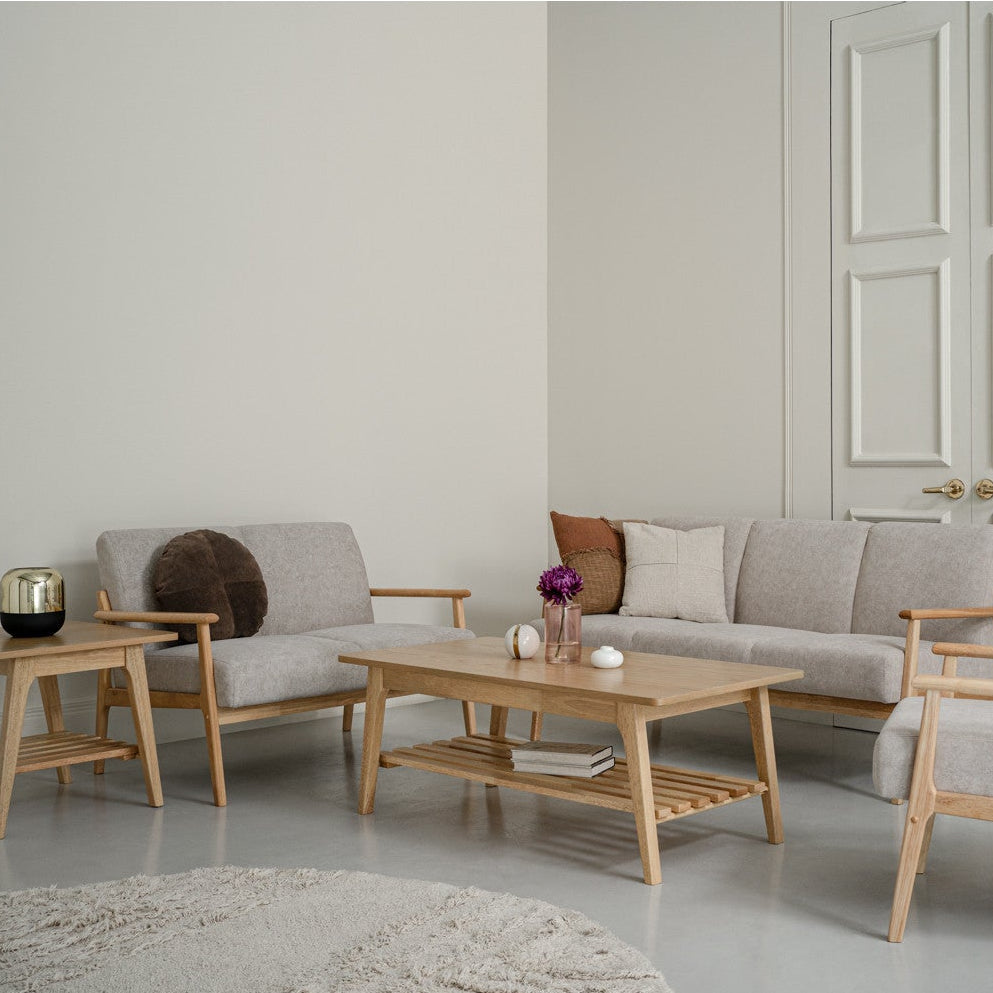 NATURA 2 Seater Sofa Light Brown Fabric Pet Friendly