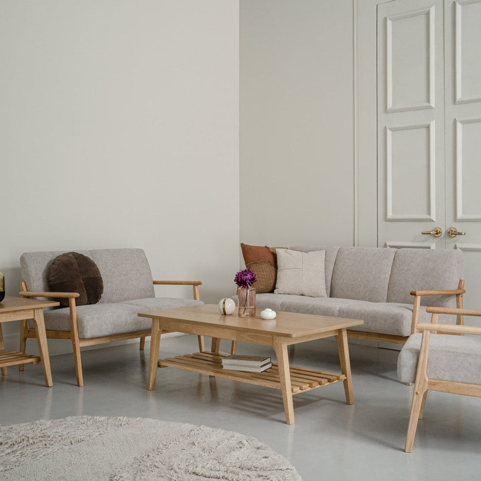 NATURA 3 Seater Sofa Light Brown Fabric Pet Friendly