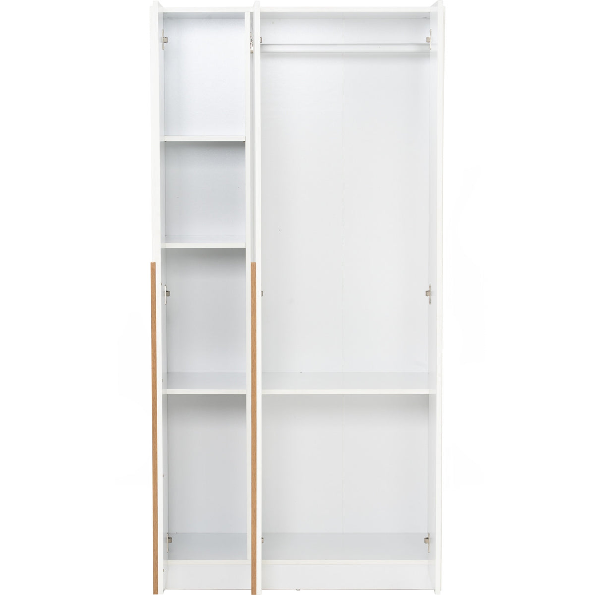 White wardrobe with sliding doors on a white background