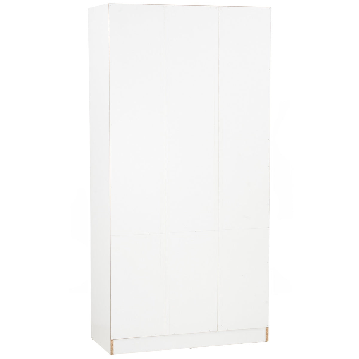 White cabinet with a wooden base on a white background