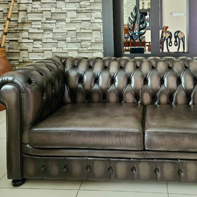 CHESTERFIELD Sofa 3 Seater Leather Premium