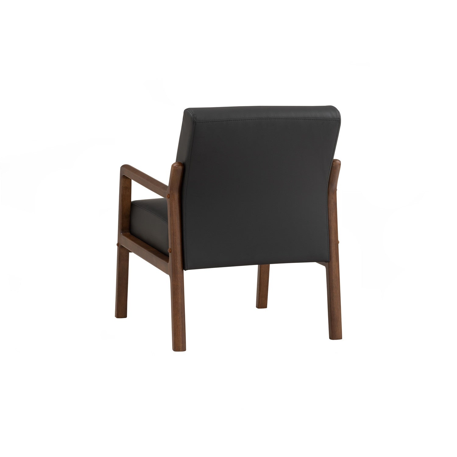 Black armchair with wooden frame on a white background
