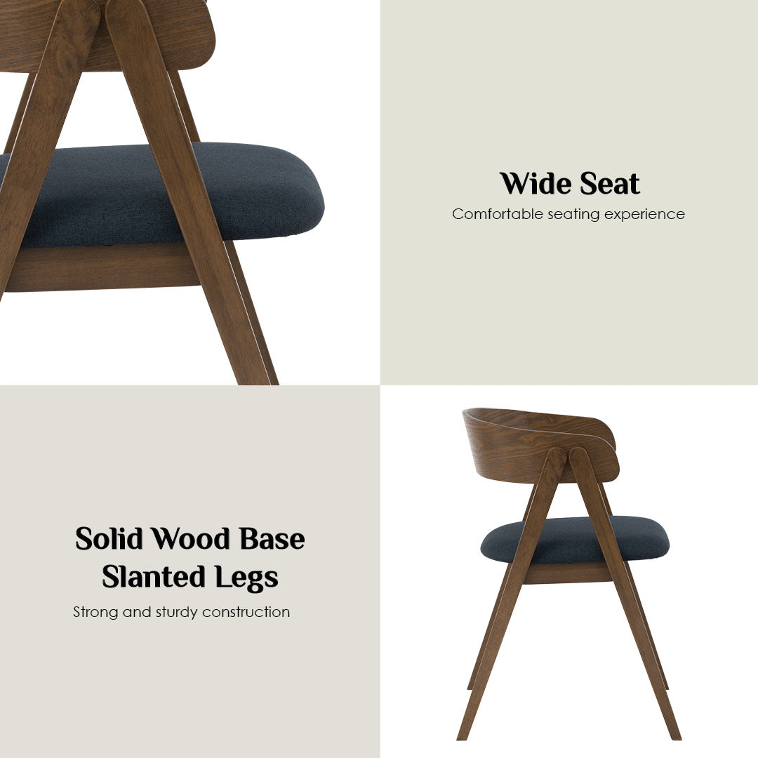 Wooden chair with a wide seat and slanted legs on a white background