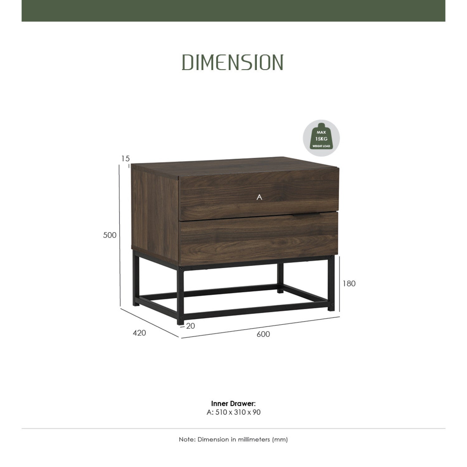 BASIC Side Table 2 Drawers