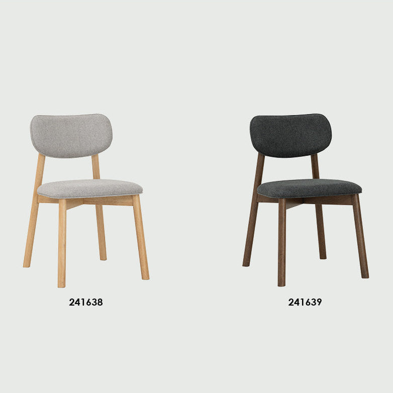 Two dining chairs with different color options on a white background, featuring the brand 'LUCA'.
