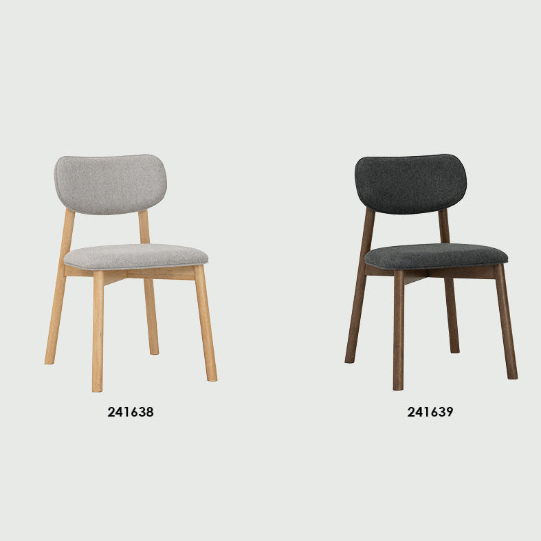 Two dining chairs with different color options on a white background, featuring the brand 'LUCA'.