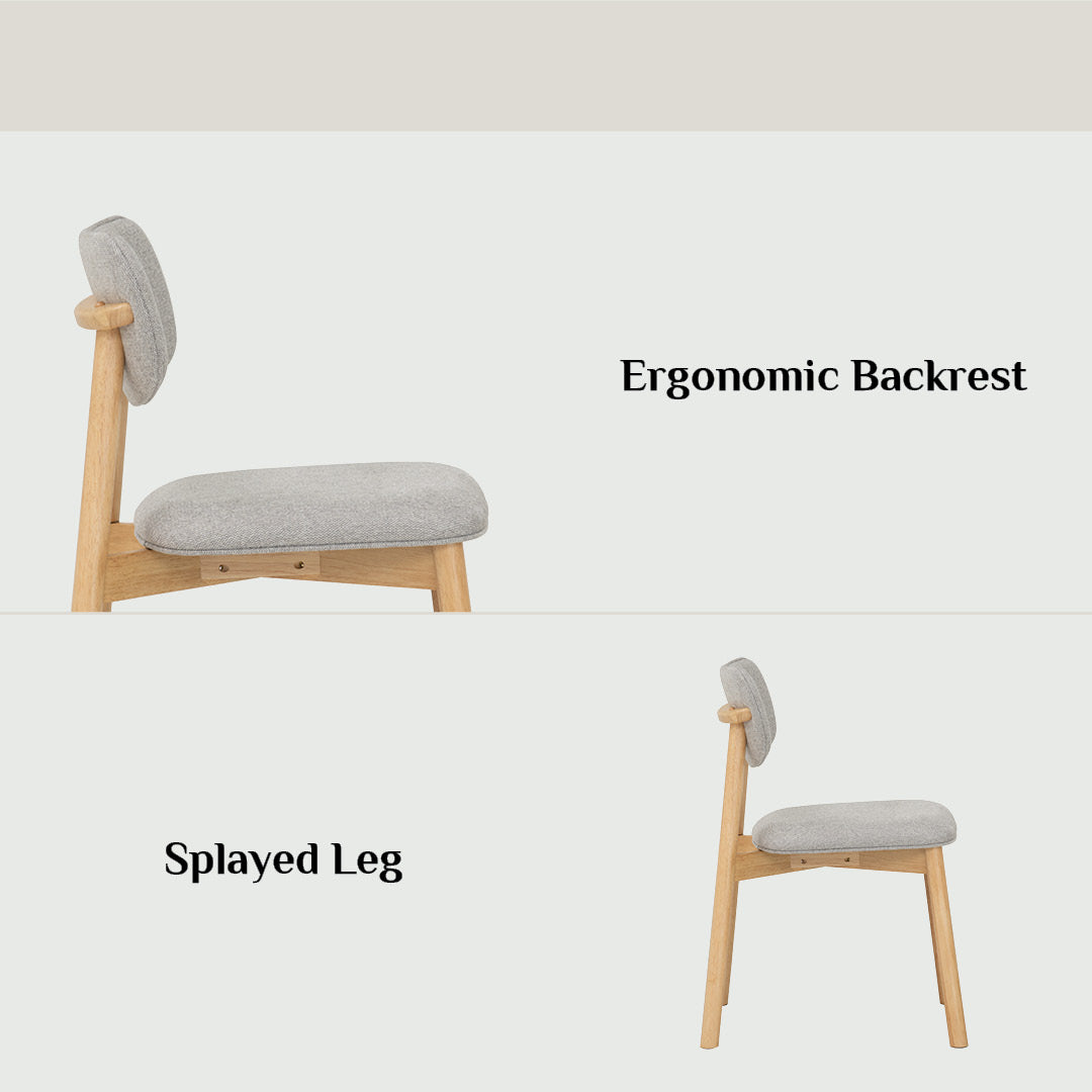 Chair with ergonomic backrest and splayed leg on a white background