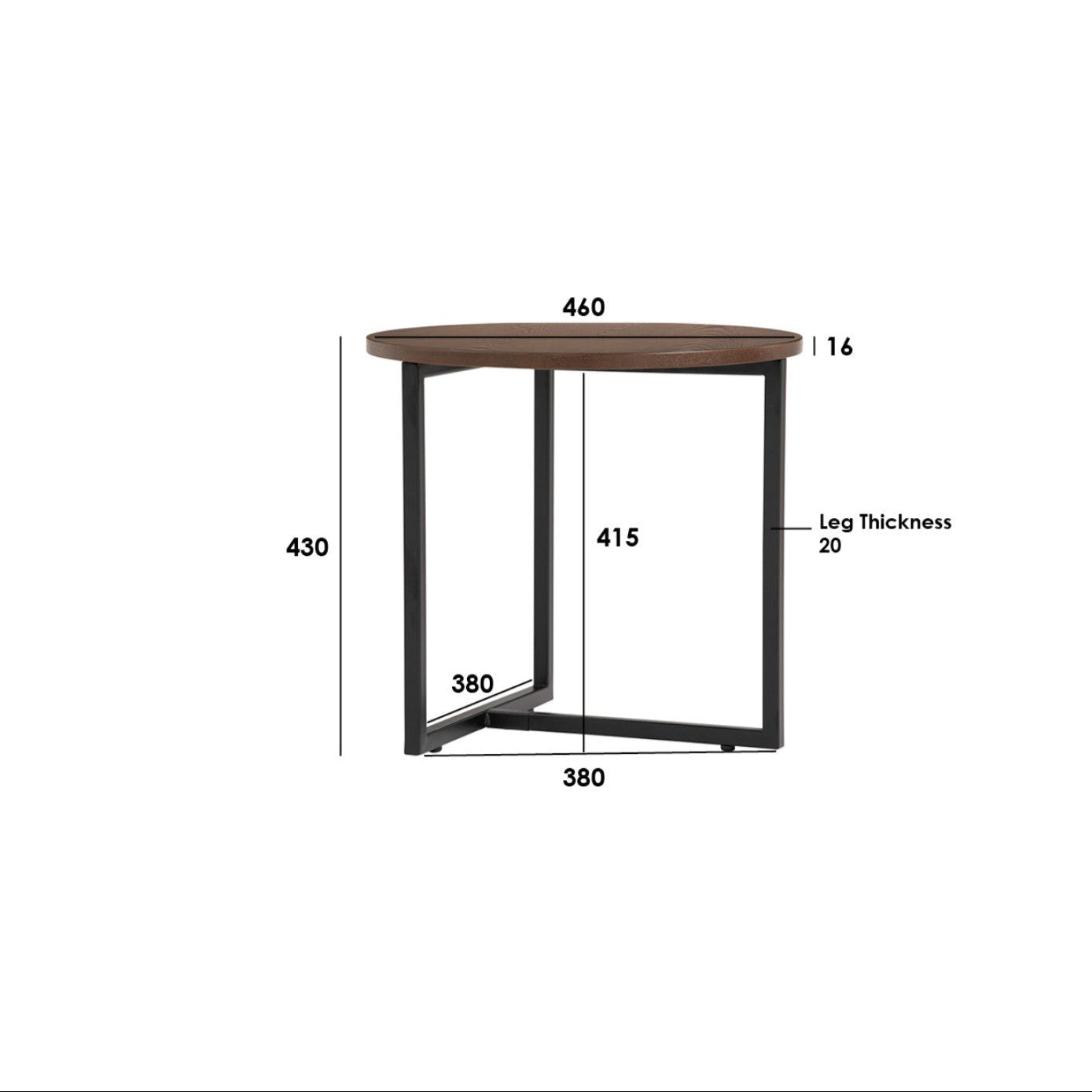 Turner coffee table dimensions on a white background