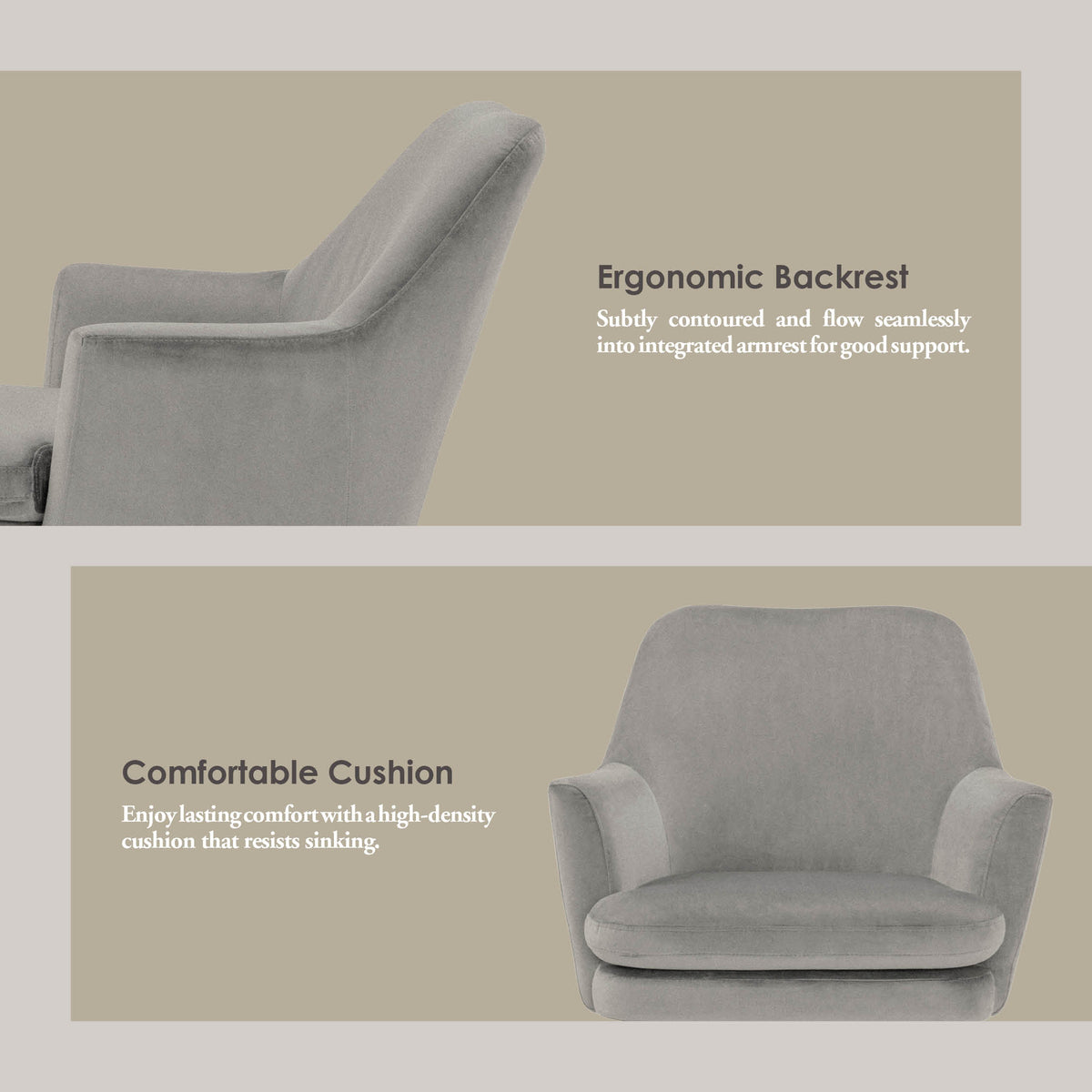 LINK Lounge Chair Glacier Warm Grey Pet Friendly Fabric