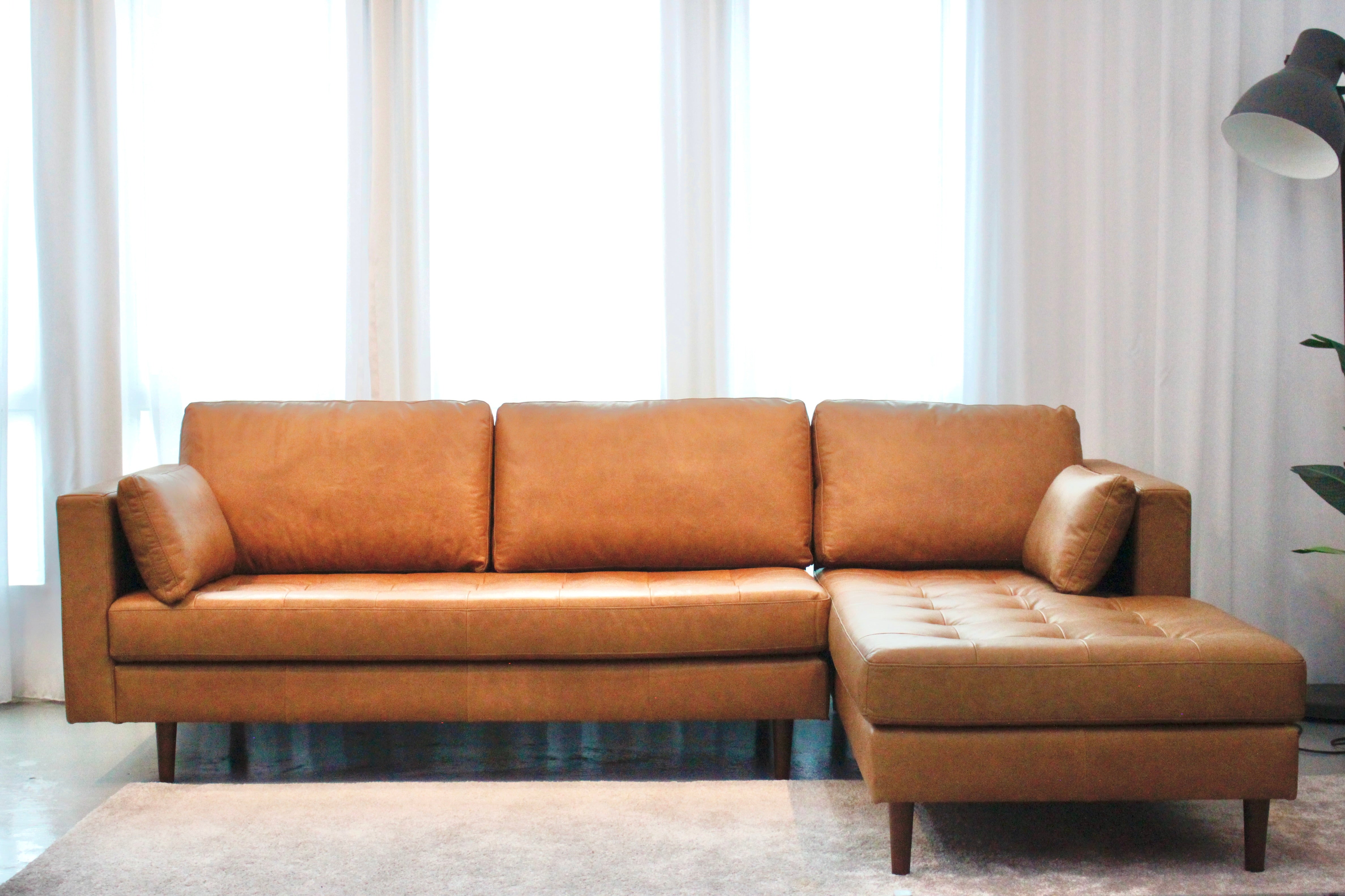 NORDI Sofa 3 Seater L-Shape Leather Premium with Right Sectional.