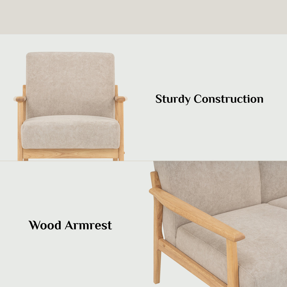 NATURA 1 Seater Sofa Light Brown Fabric Pet Friendly