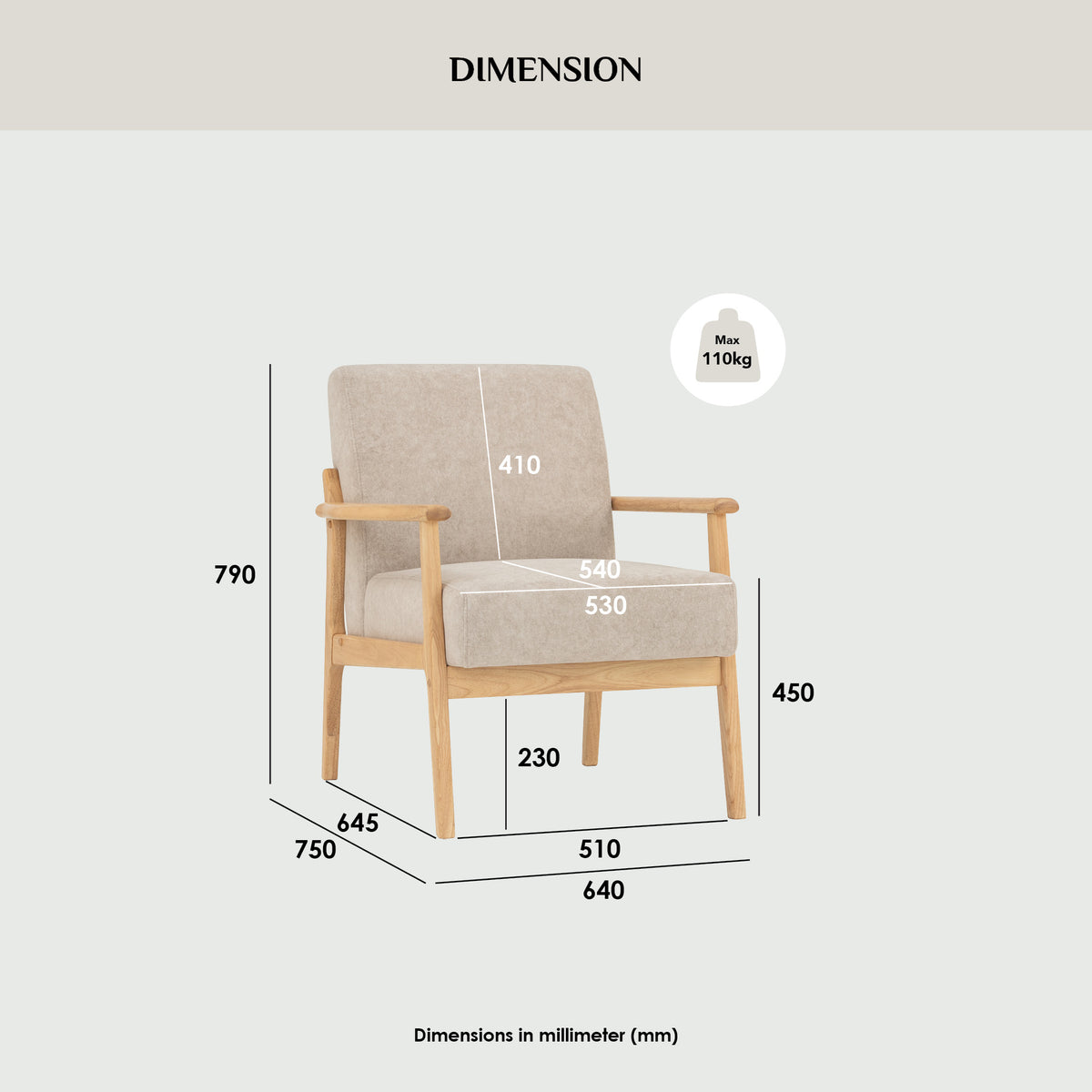 NATURA 1 Seater Sofa Light Brown Fabric Pet Friendly