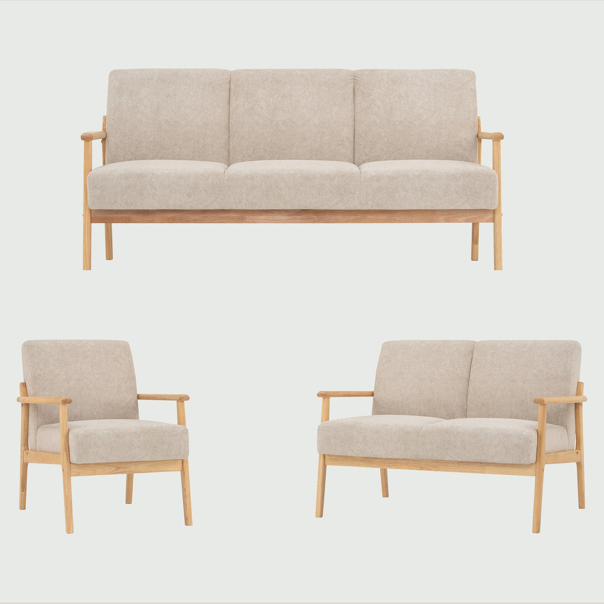 NATURA 2 Seater Sofa Light Brown Fabric Pet Friendly