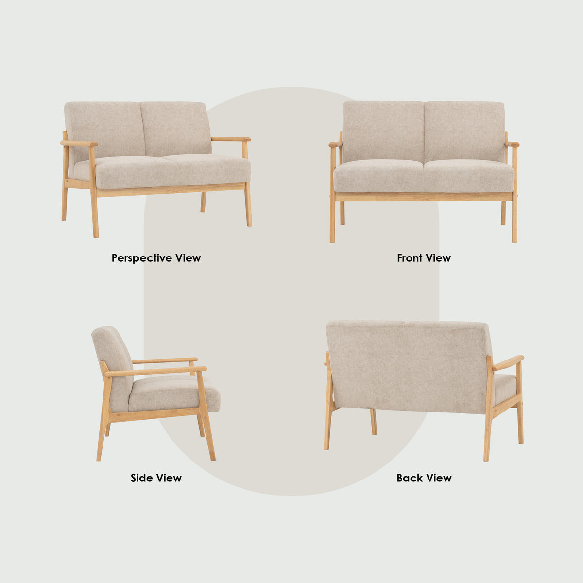 NATURA 2 Seater Sofa Light Brown Fabric Pet Friendly