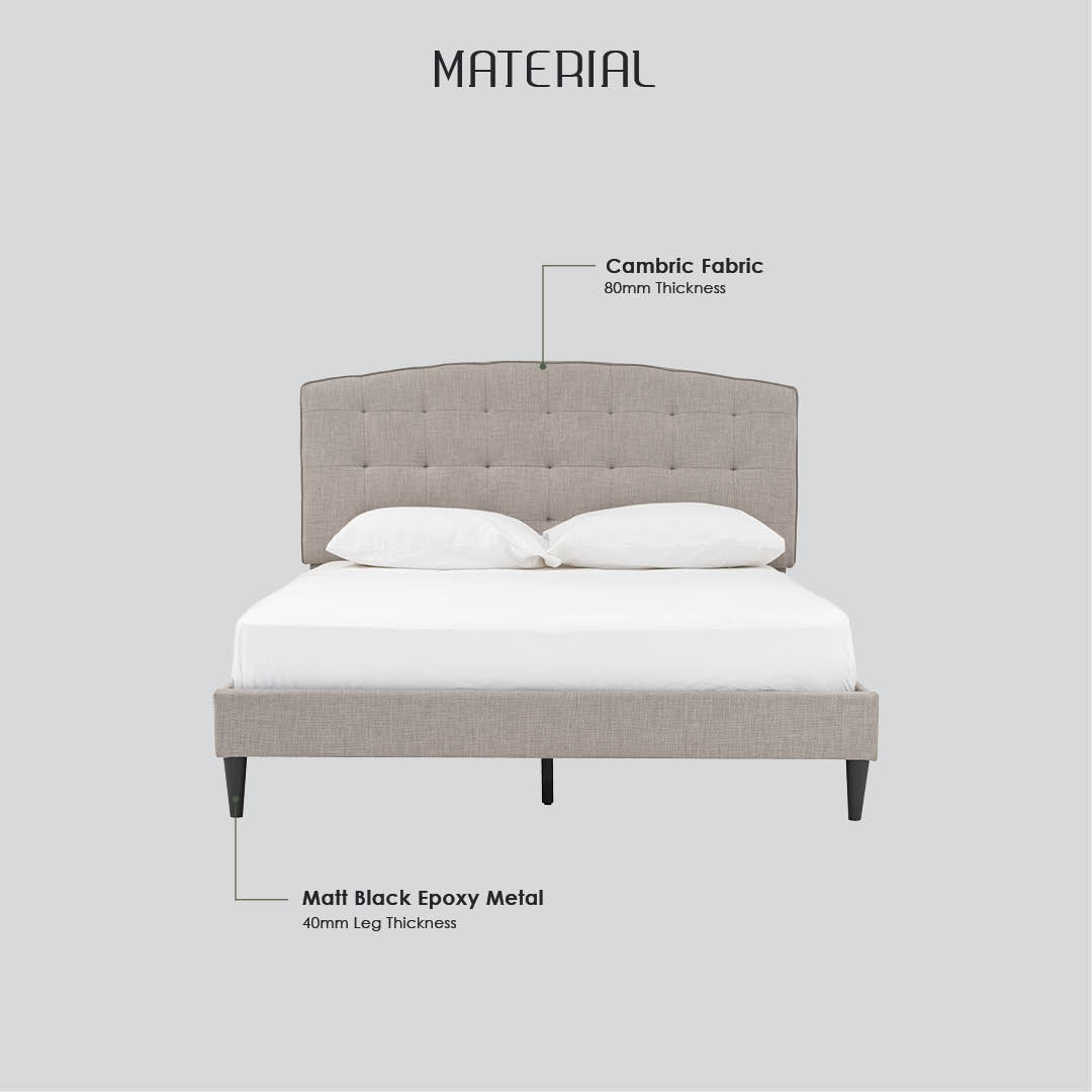 LEKU Bed Frame Queen Grey