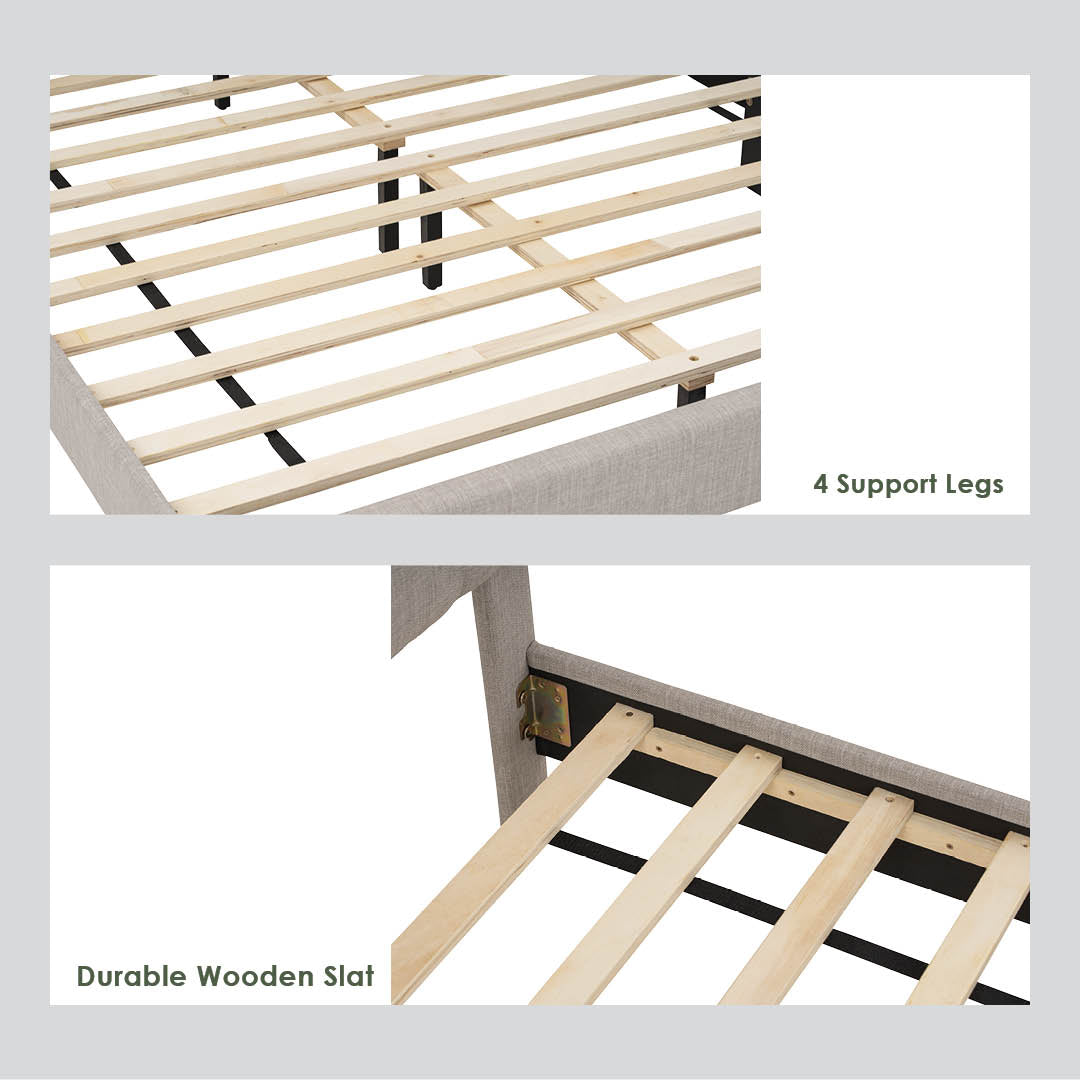 LEKU Bed Frame Queen Grey