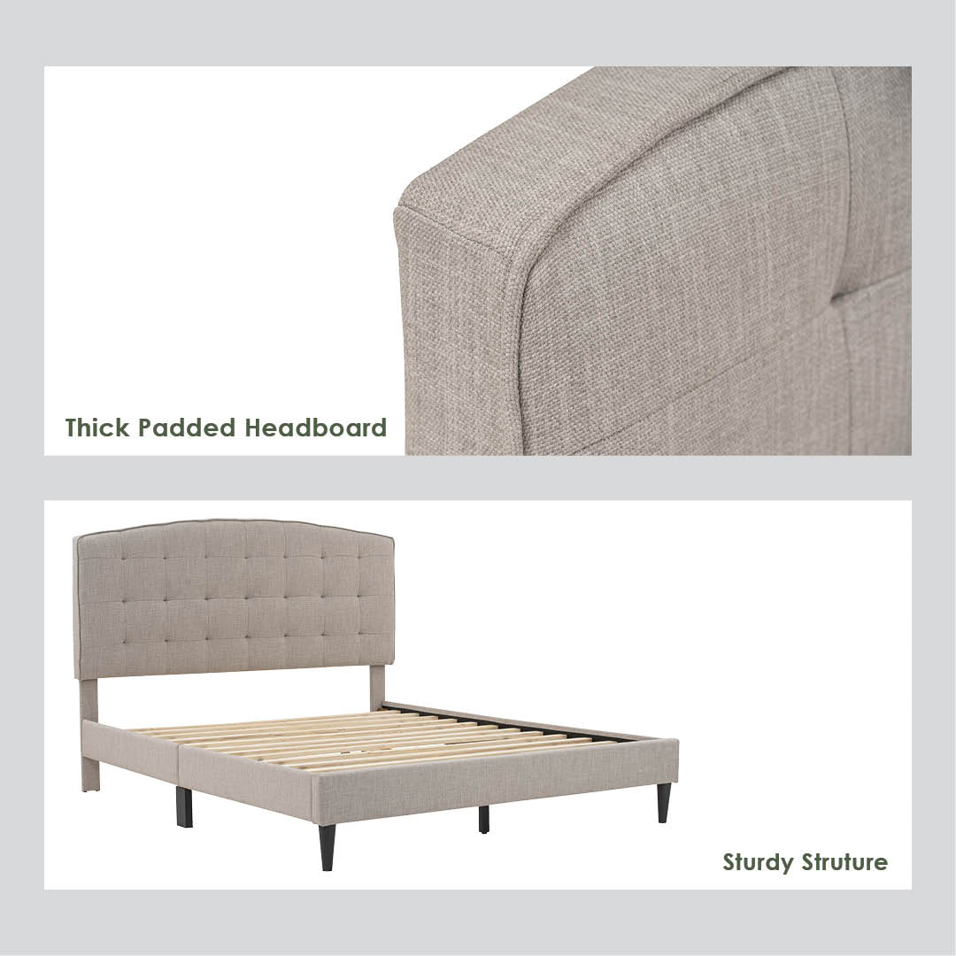LEKU Bed Frame Queen Grey