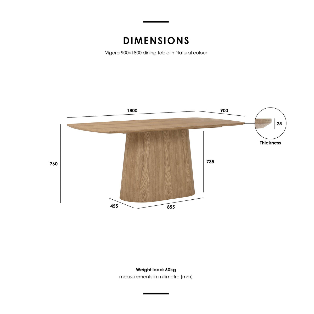 TIRUS II Dining Table Rectangular Natural