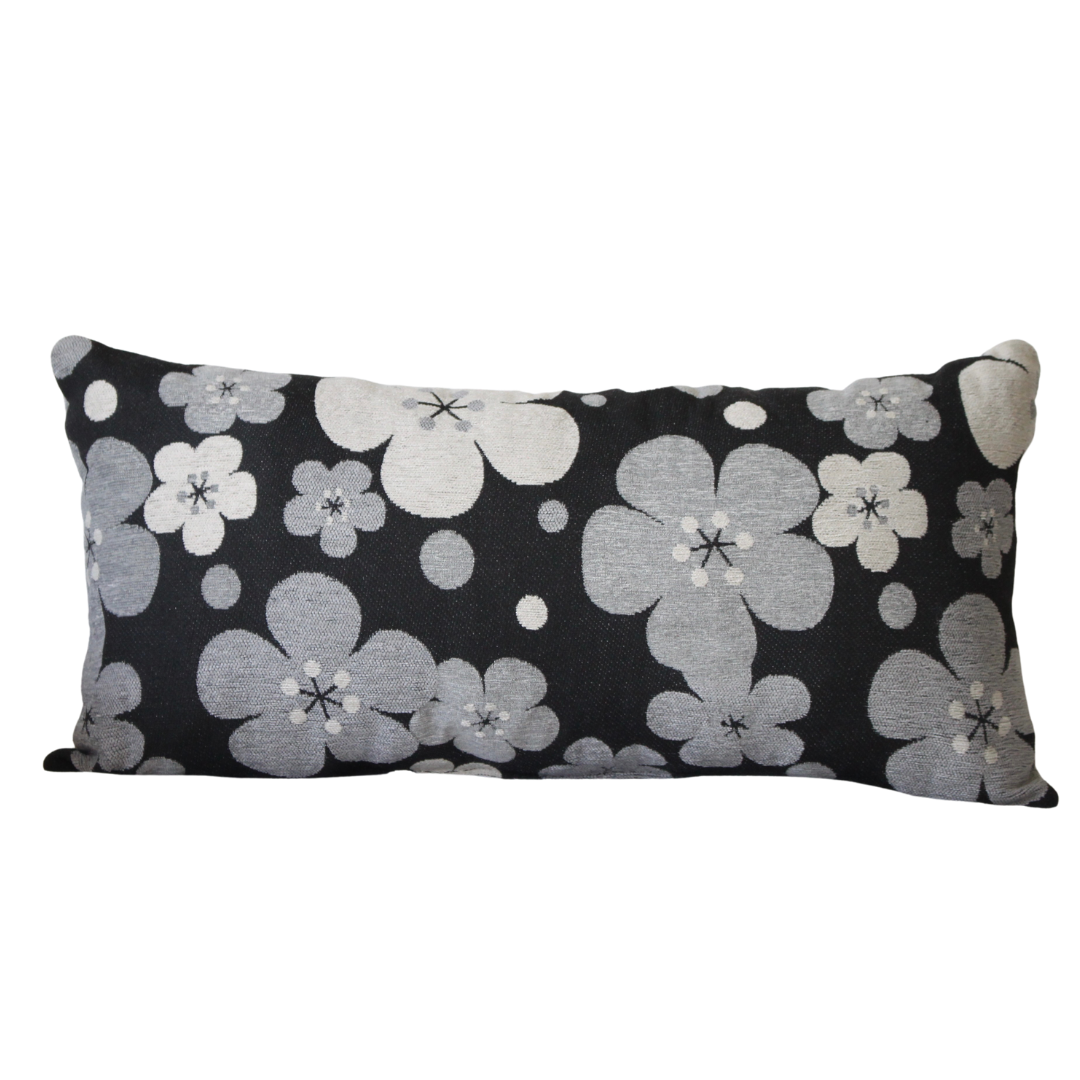 Floral Grey Lumbar Cushion  W580 x D290 x t150 mm